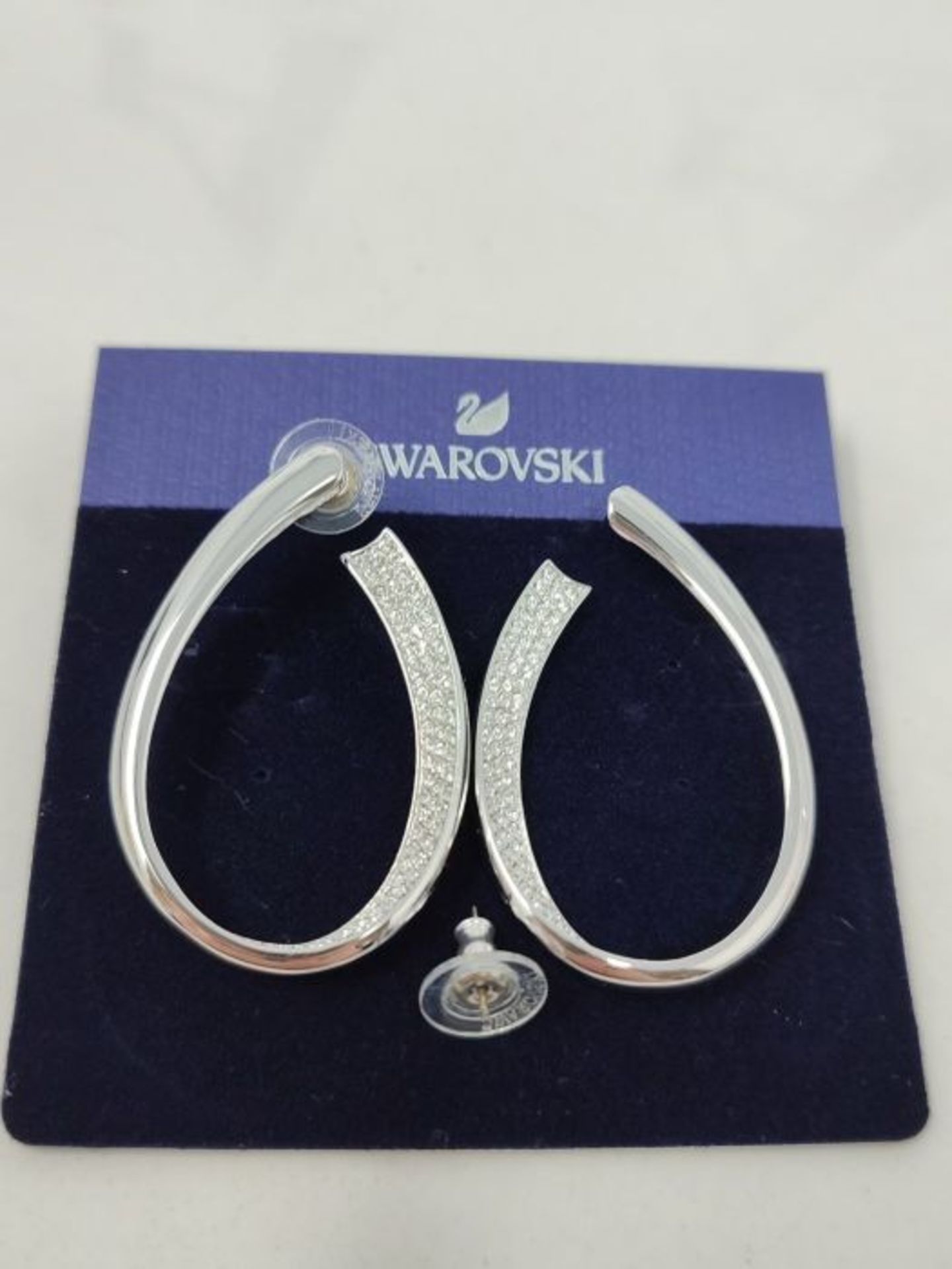 RRP £99.00 [CRACKED] Swarovski Ribbon Hoop Earrings, White Pavé Crystal in a Rhodium Plated Sett - Image 2 of 2