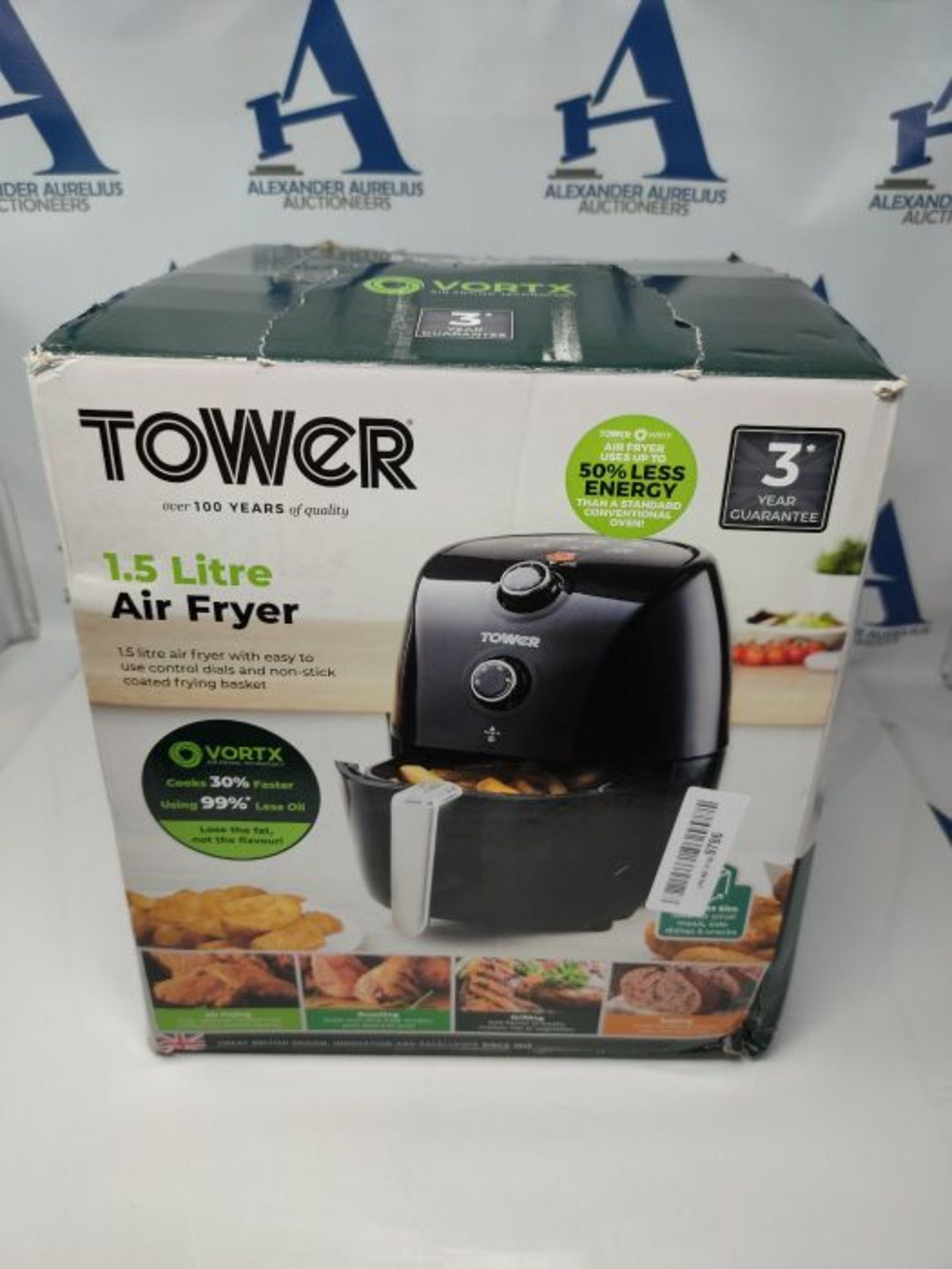 Tower T17025 Vortx Compact Air Fryer with Rapid Air Circulation, 30-Minute Timer, 1.5L