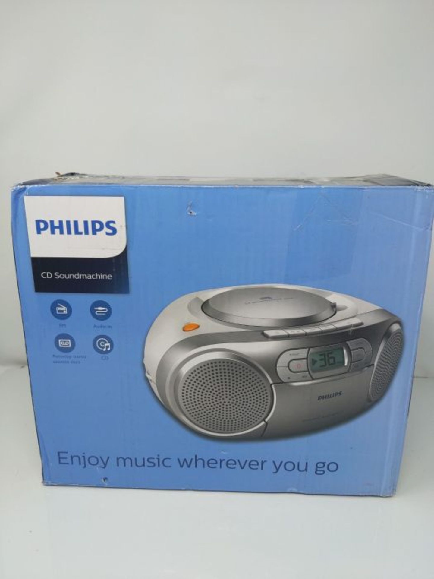 Philips AZ127/12 CD-Soundmaschine mit Dynamic Bass Boost (Autostop-Kassettendeck, UKW- - Image 2 of 3