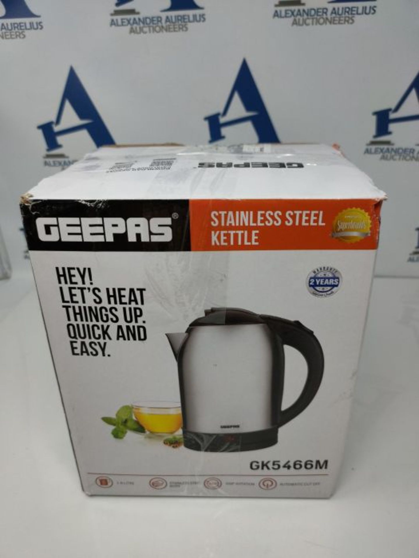 Geepas Electric Kettle, 1500W | Stainless Steel Cordless Kettle | Boil Dry Protection - Image 2 of 3