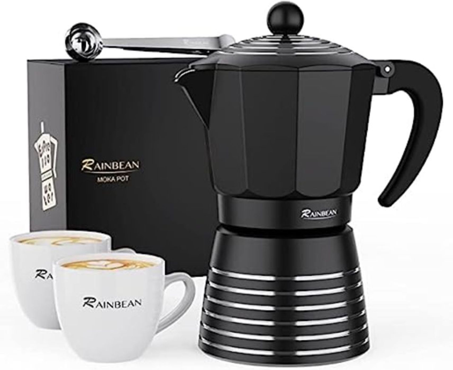 RAINBEAN Moka Pot 6 Cup Set Espresso Maker, Steam Italian Stovetop Coffee Makers Perco