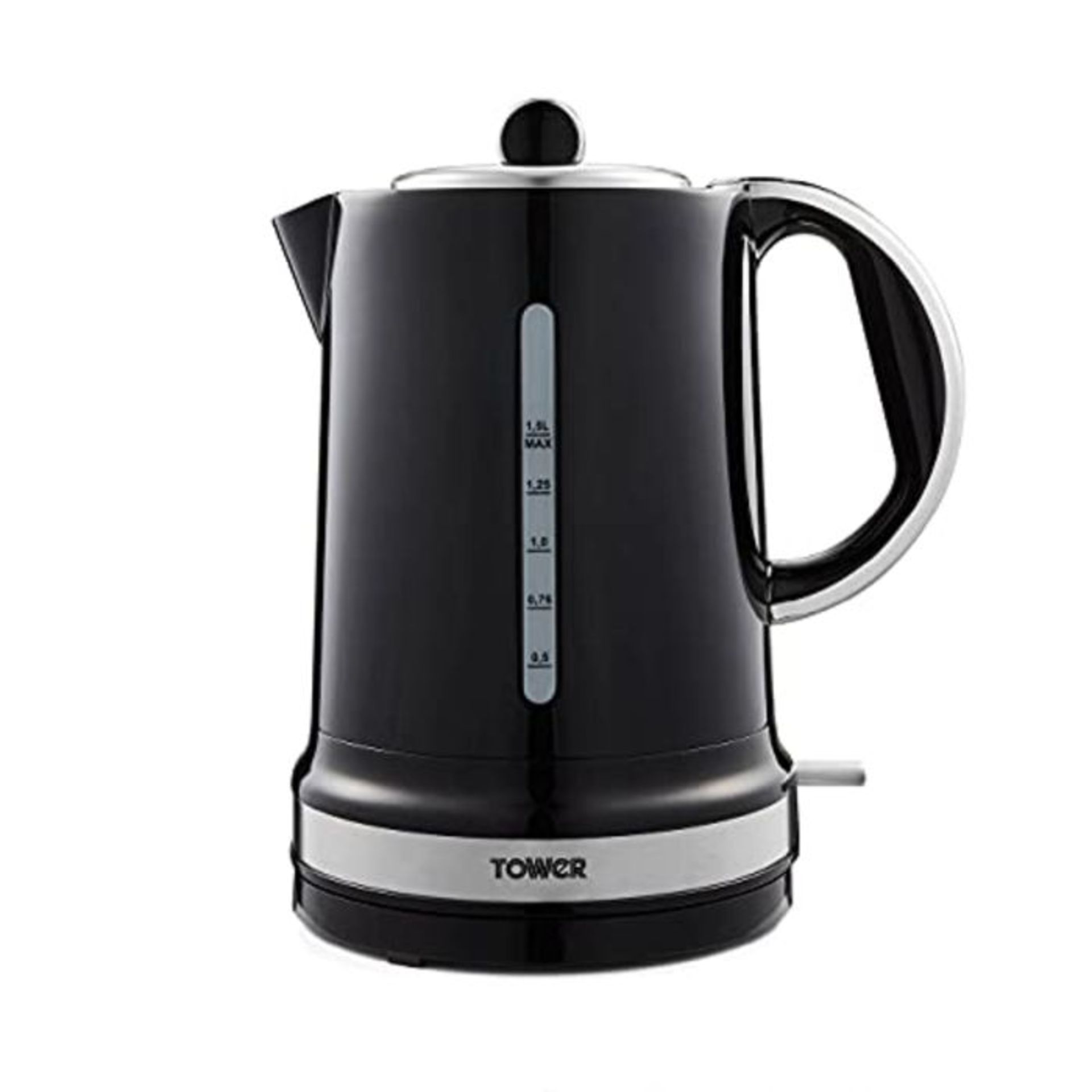 Tower T10049NOR Belle Jug Kettle with Rapid Boil, 1.5 Litre, 3000 W, Black/Noir