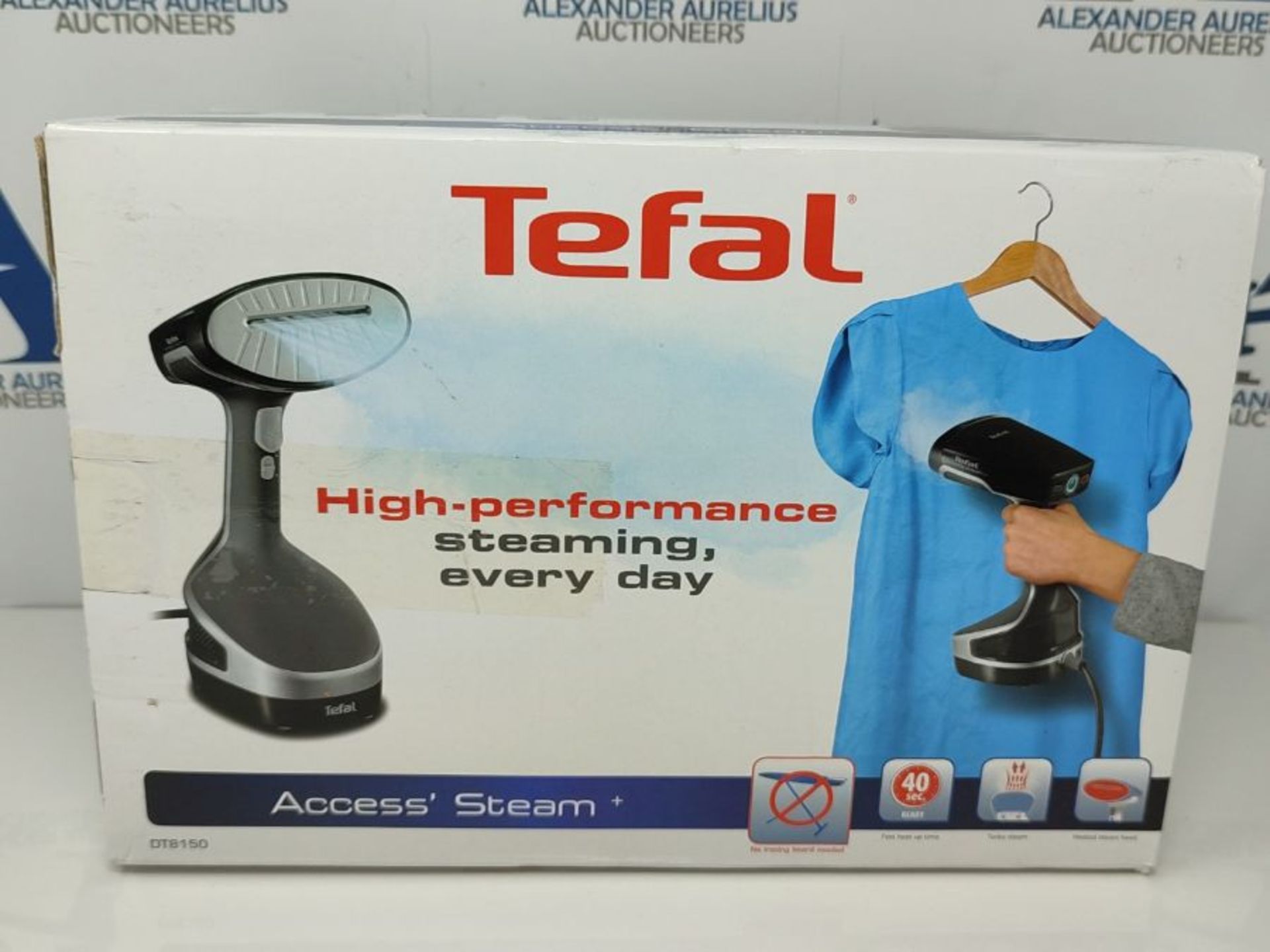 RRP £63.00 Tefal Access Steam+ Handheld Clothes Steamer, 1600 W, Black and Silver, DT8150, 115 x - Image 2 of 3