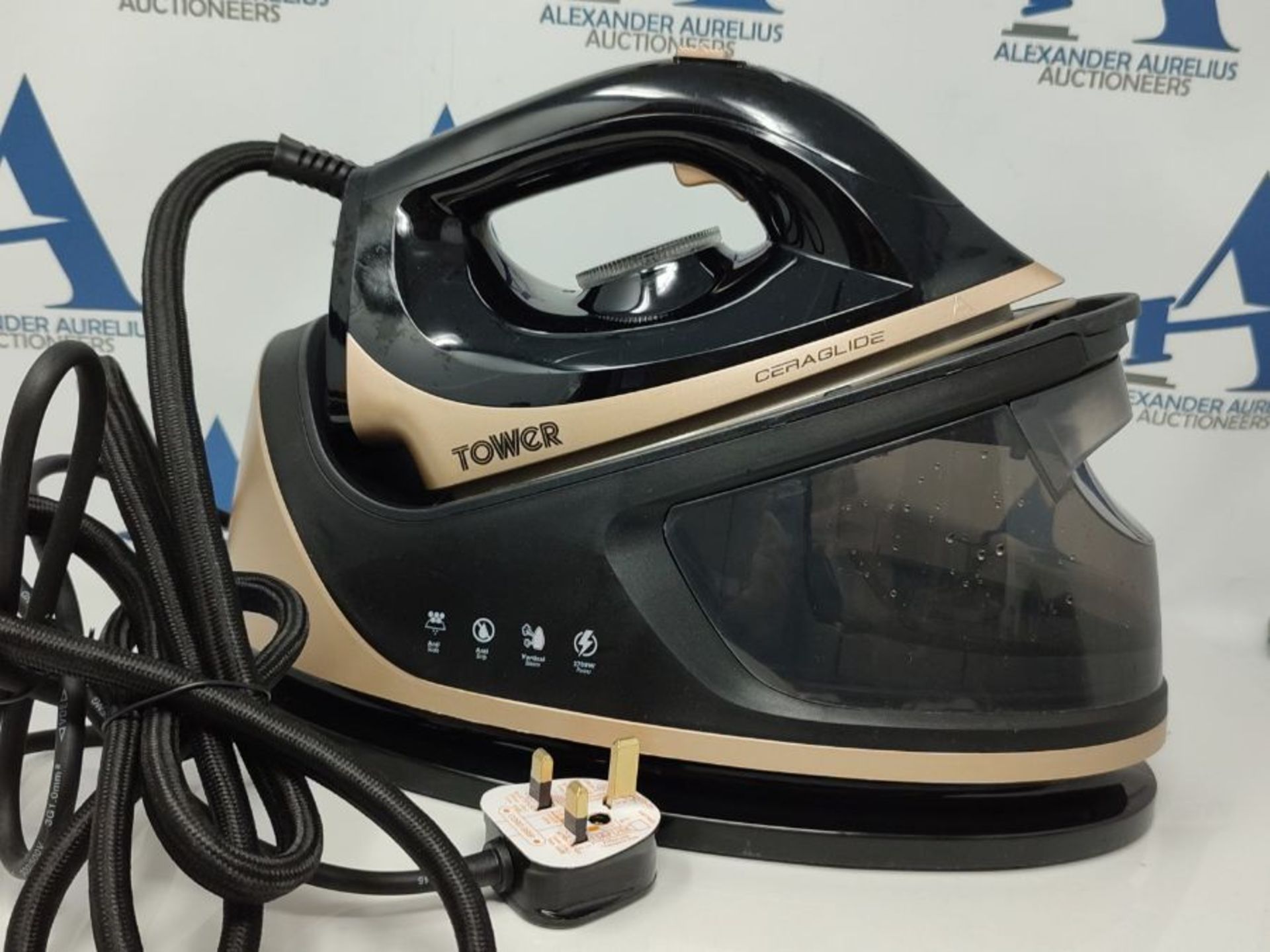 RRP £69.00 Tower T22023GLD Ceraglide Steam Generator Iron, 3 Bar Pressure, 2700W, 1.2 Litre Detac - Image 3 of 3