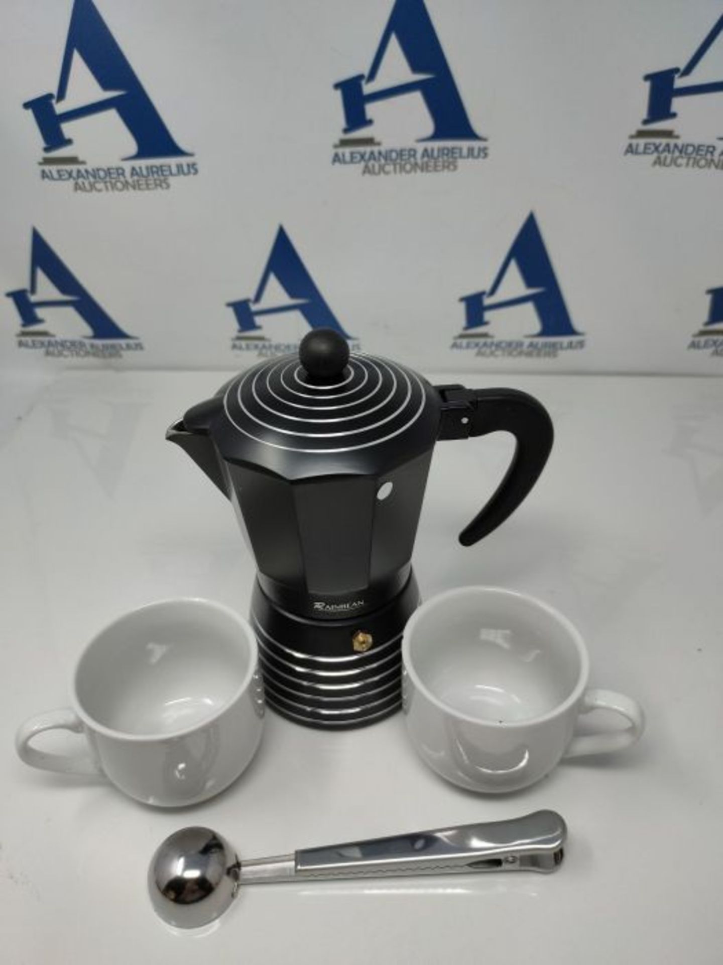 RAINBEAN Moka Pot 6 Cup Set Espresso Maker, Steam Italian Stovetop Coffee Makers Perco - Image 3 of 3