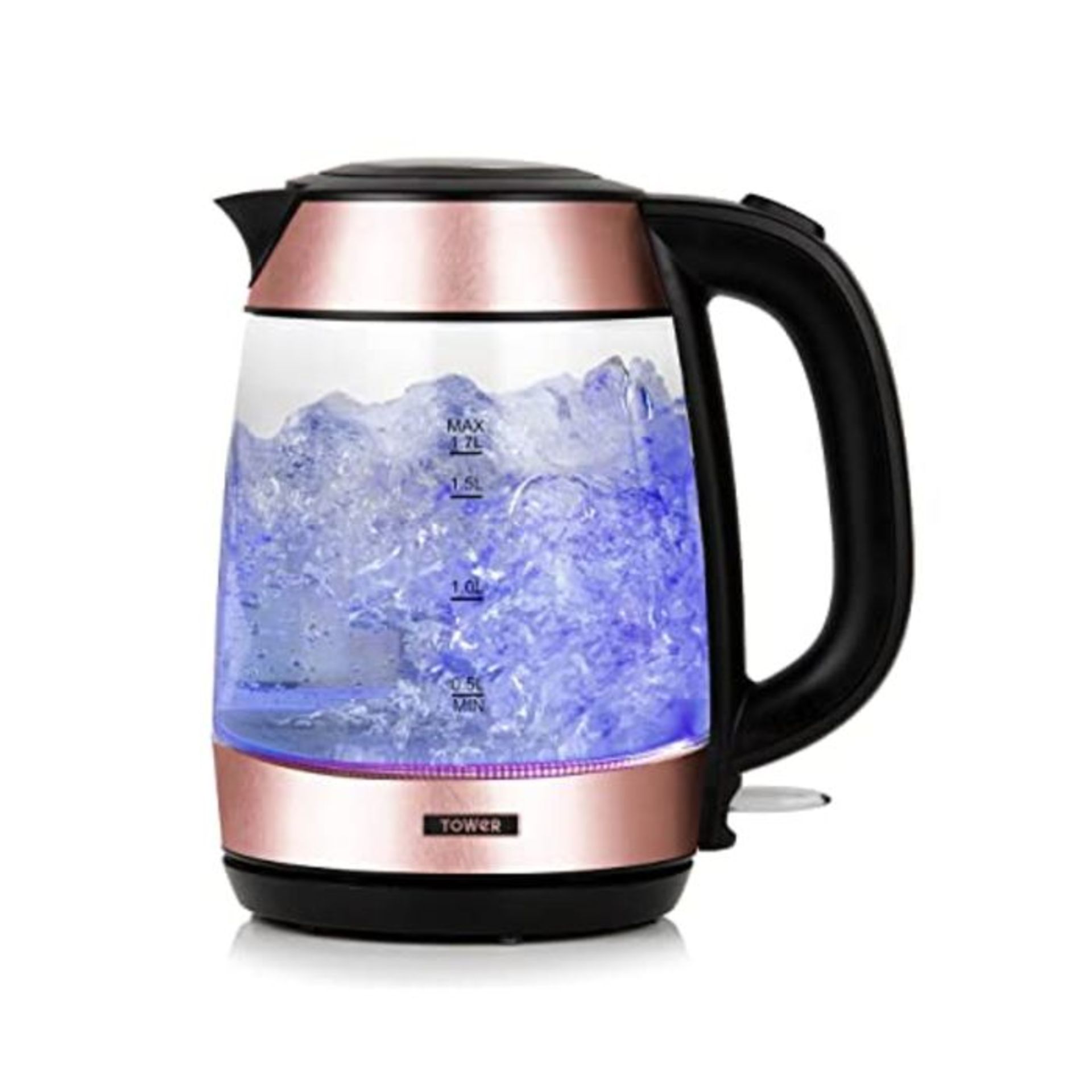 Tower T10040RG 3000W 1.7L Cordless Glass Jug Kettle, Rose Gold - Brand New