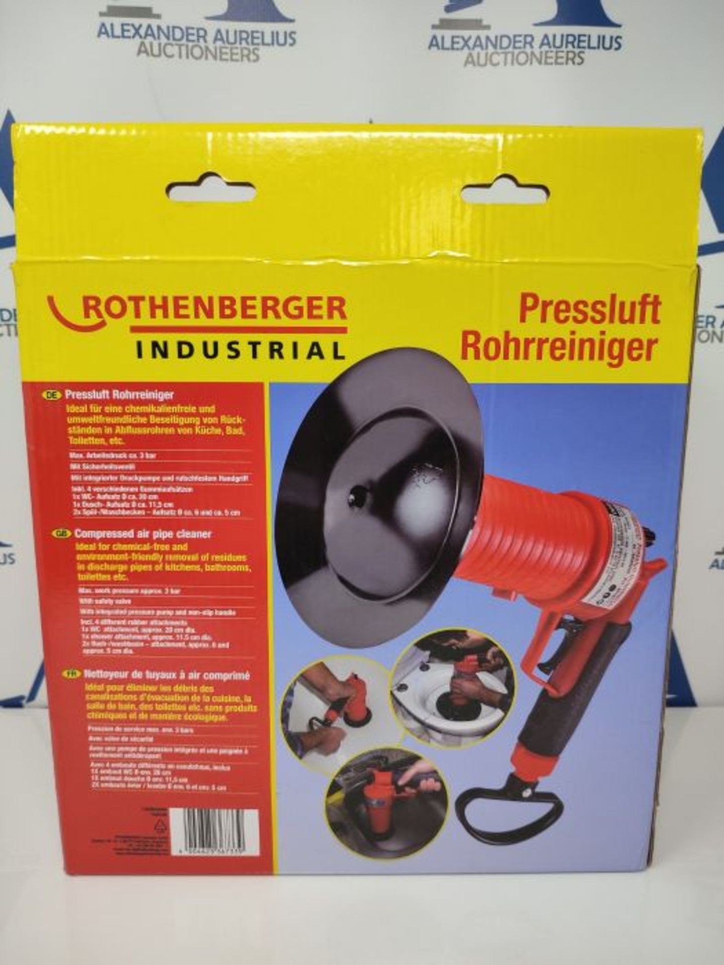 ROTHENBERGER Industrial Compressed air pipe cleaner incl. 4 rubber adapters, free pipe - Image 2 of 3