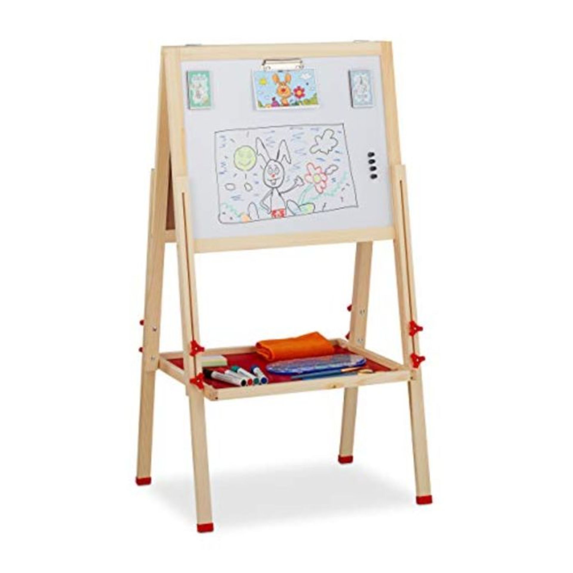 Relaxdays Standtafel Kinder, Whiteboard und Kreidetafel, hÃ¶henverstellbar, Aufstell