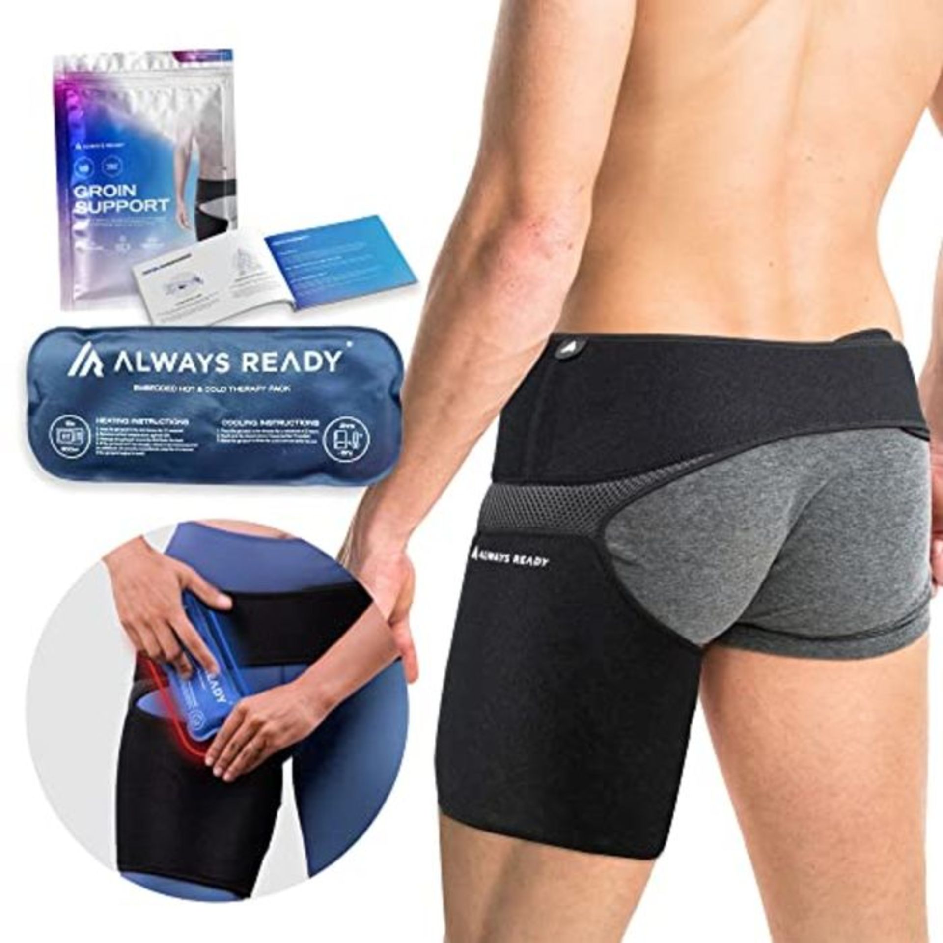 Always Ready Groin Support with Hot & Cold Gel Pack for Thigh, Hip, Hamstring, Strains