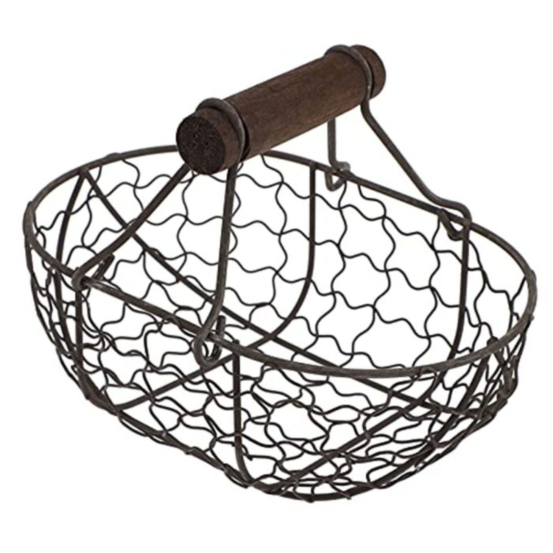 BESTonZON Metal Wire Egg Basket Collecting Basket Fruit Bread Vegetable Basket with Ha