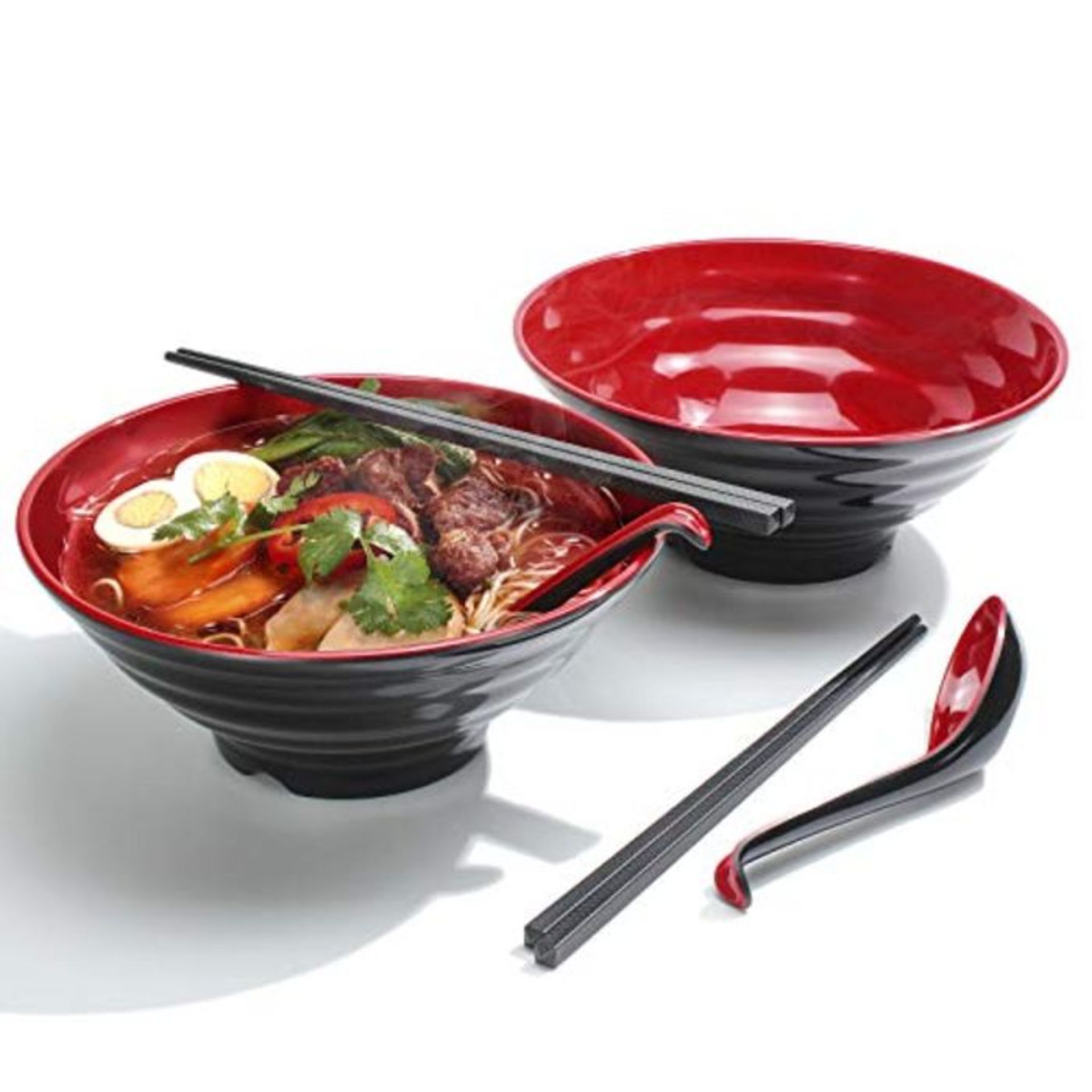 Lanbent Ramen Bowl Set, Capacity 1032 ml Japanese Soup Bowl with Spoon and Chopsticks,