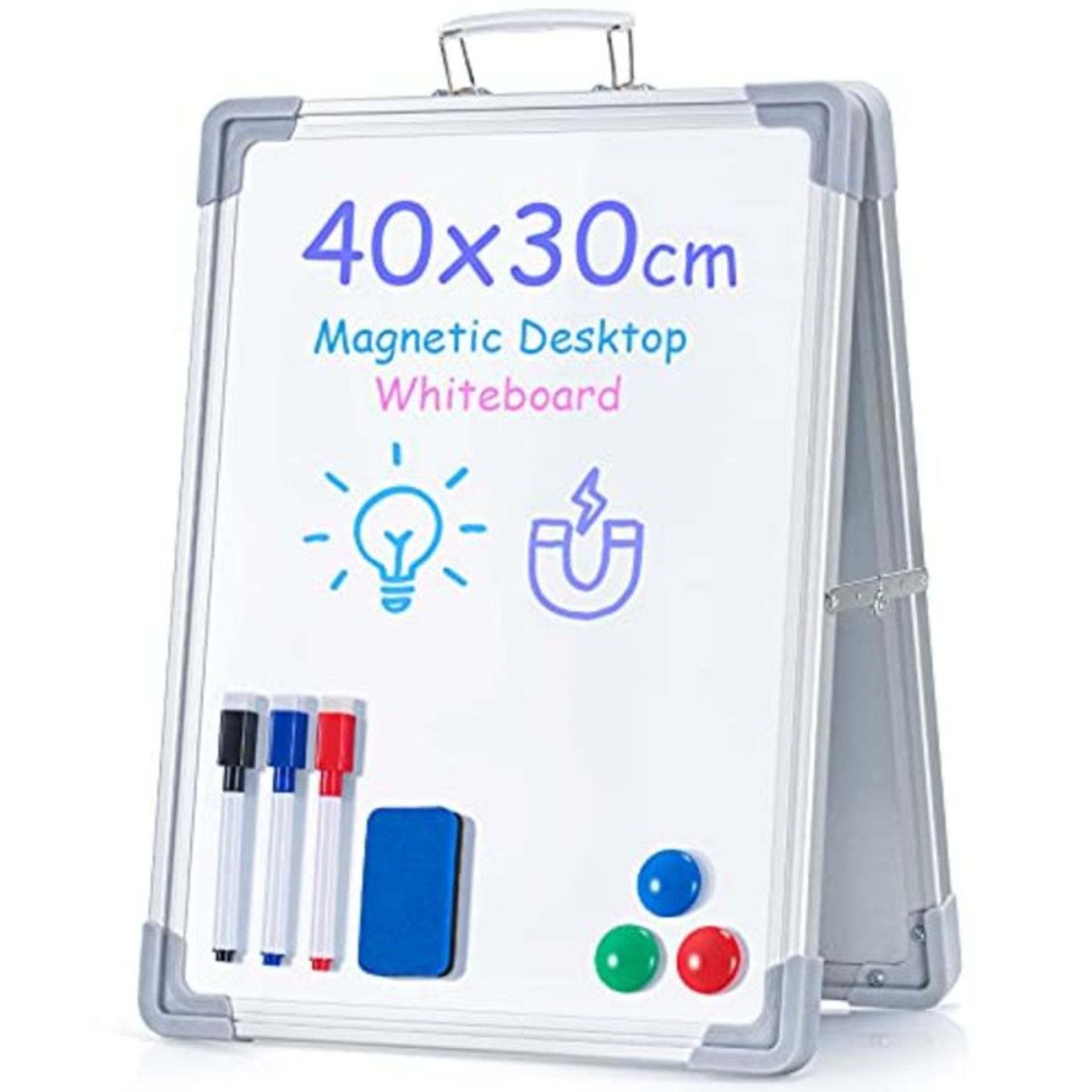 Small Dry Erase White Board for Desk, ARCOBIS 40X30 cm Portable Magnetic Whiteboard wi