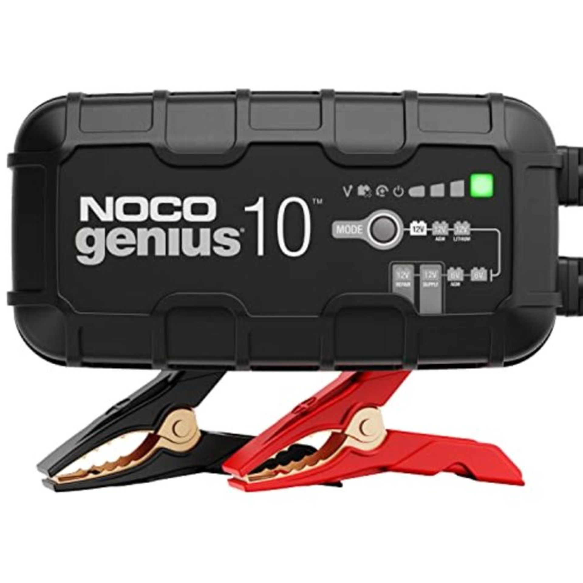 RRP £109.00 NOCO GENIUS10UK, 10A Smart Car Charger, 6V and 12V Portable Heavy-Duty Battery Charger