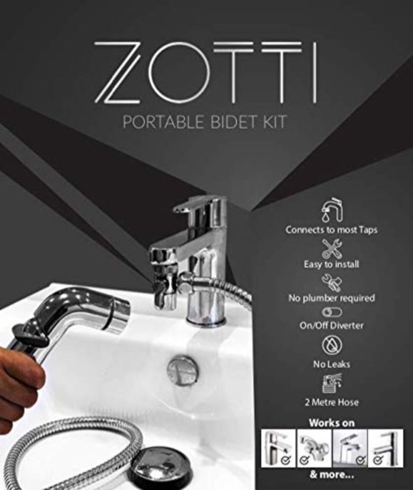 Zotti Portable Bidet Sprayer | Connects to Mixer Tap | Handheld Shower Kit | Shower Bi