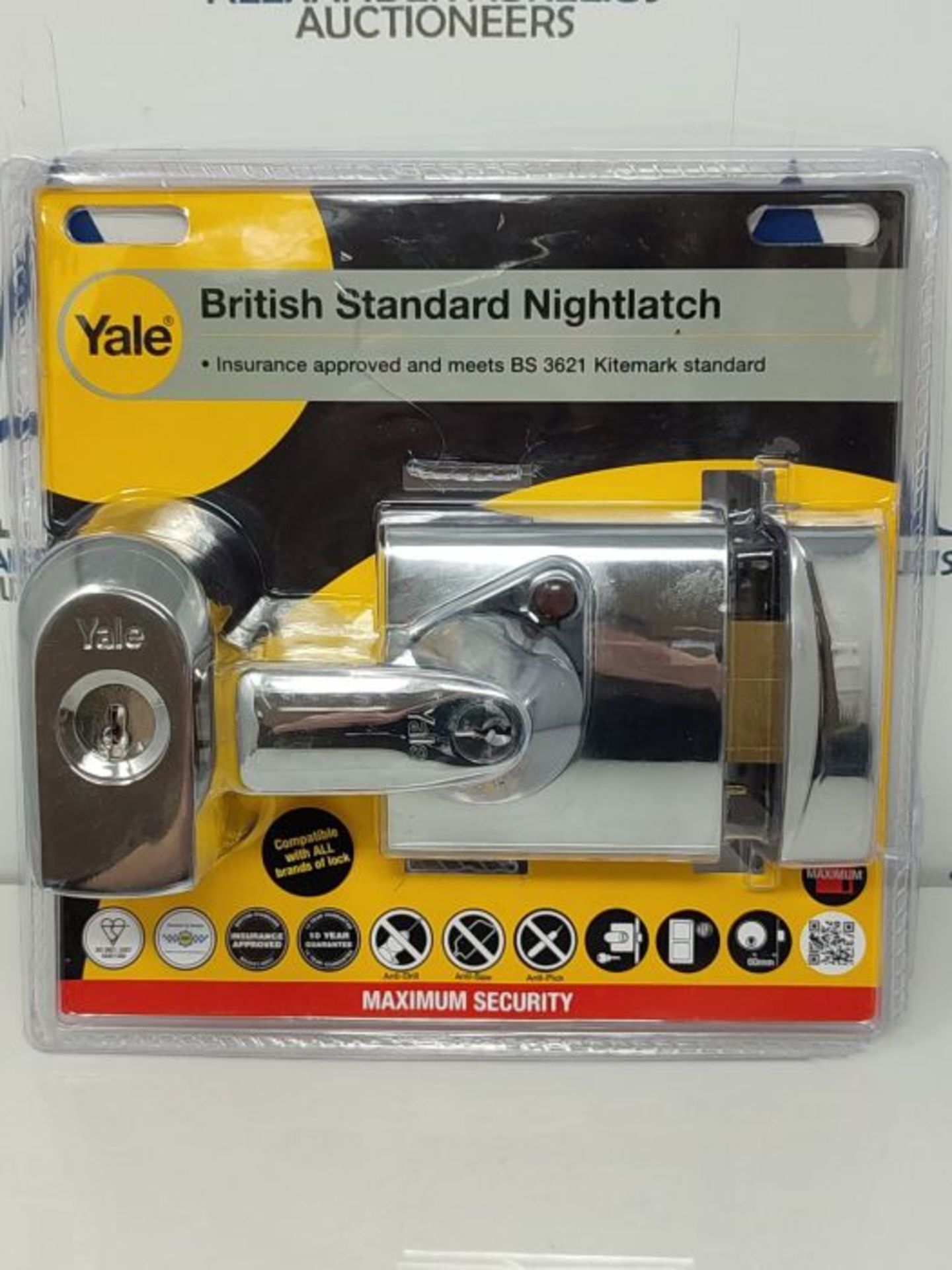 RRP £65.00 Yale P-BS1-CH-CH-60, BS1 British Standard Nightlatch, 60 mm, Chrome Finish, High Secur