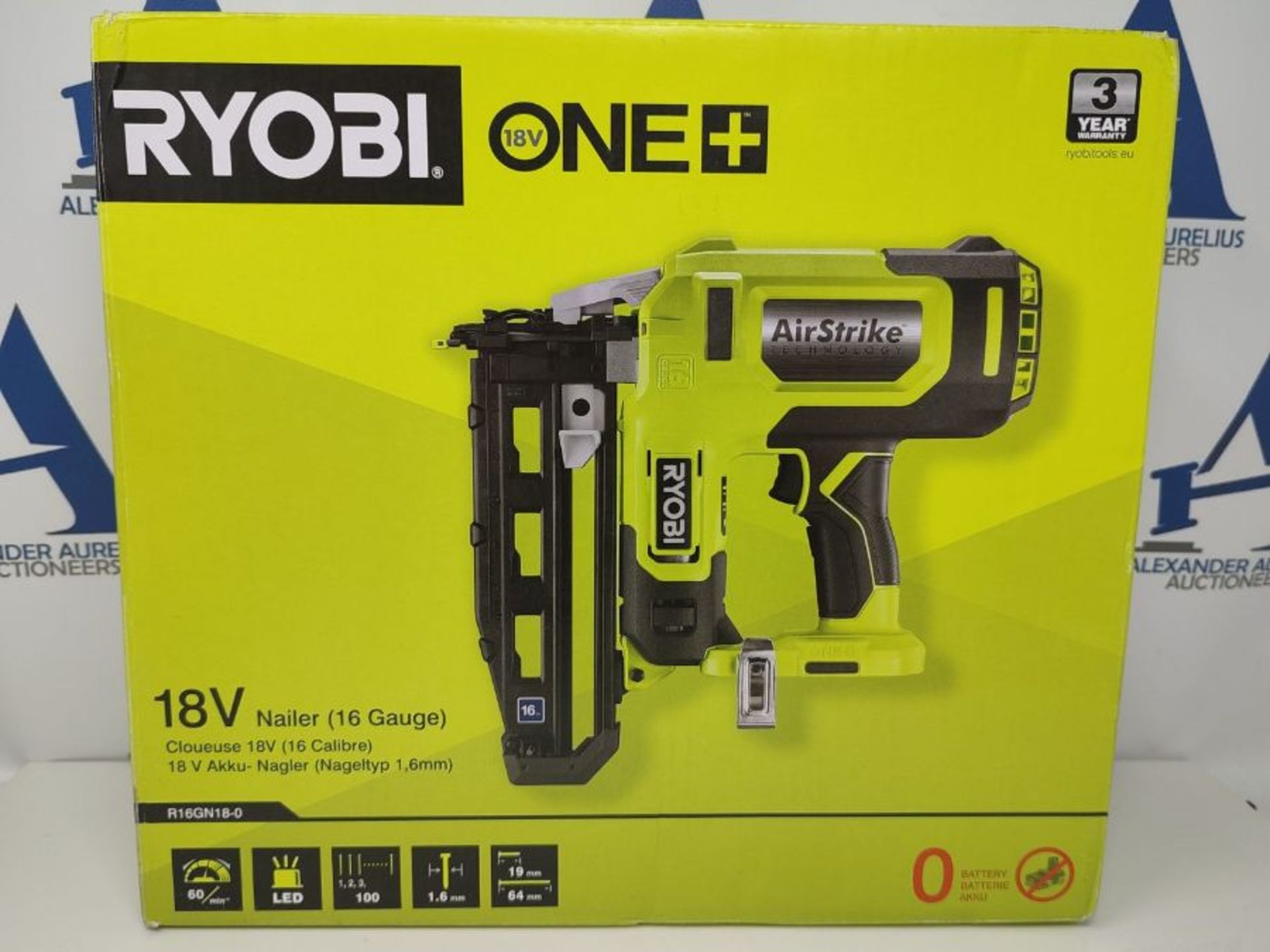 RRP £209.00 RYOBI R16GN18-0 18V ONE Plus Cordless 16 Gauge Nailer Bare Tool, One Size, Hyper Green