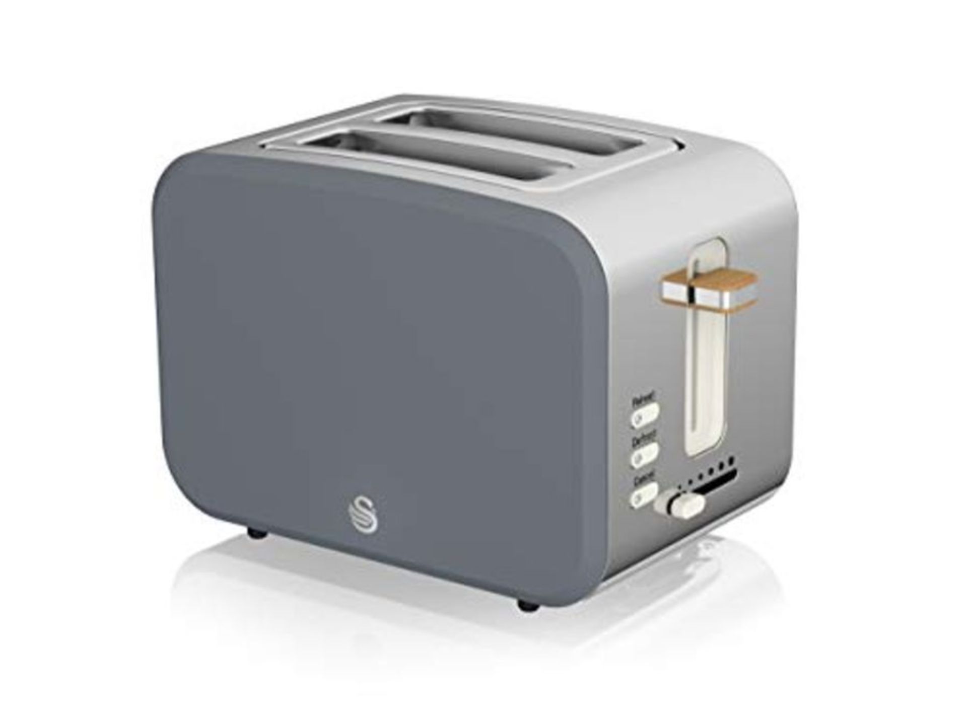 Swan Nordic 2 Slice Toaster, Slate Grey, 900W, Soft Touch and Matte Finish, 6 Browning