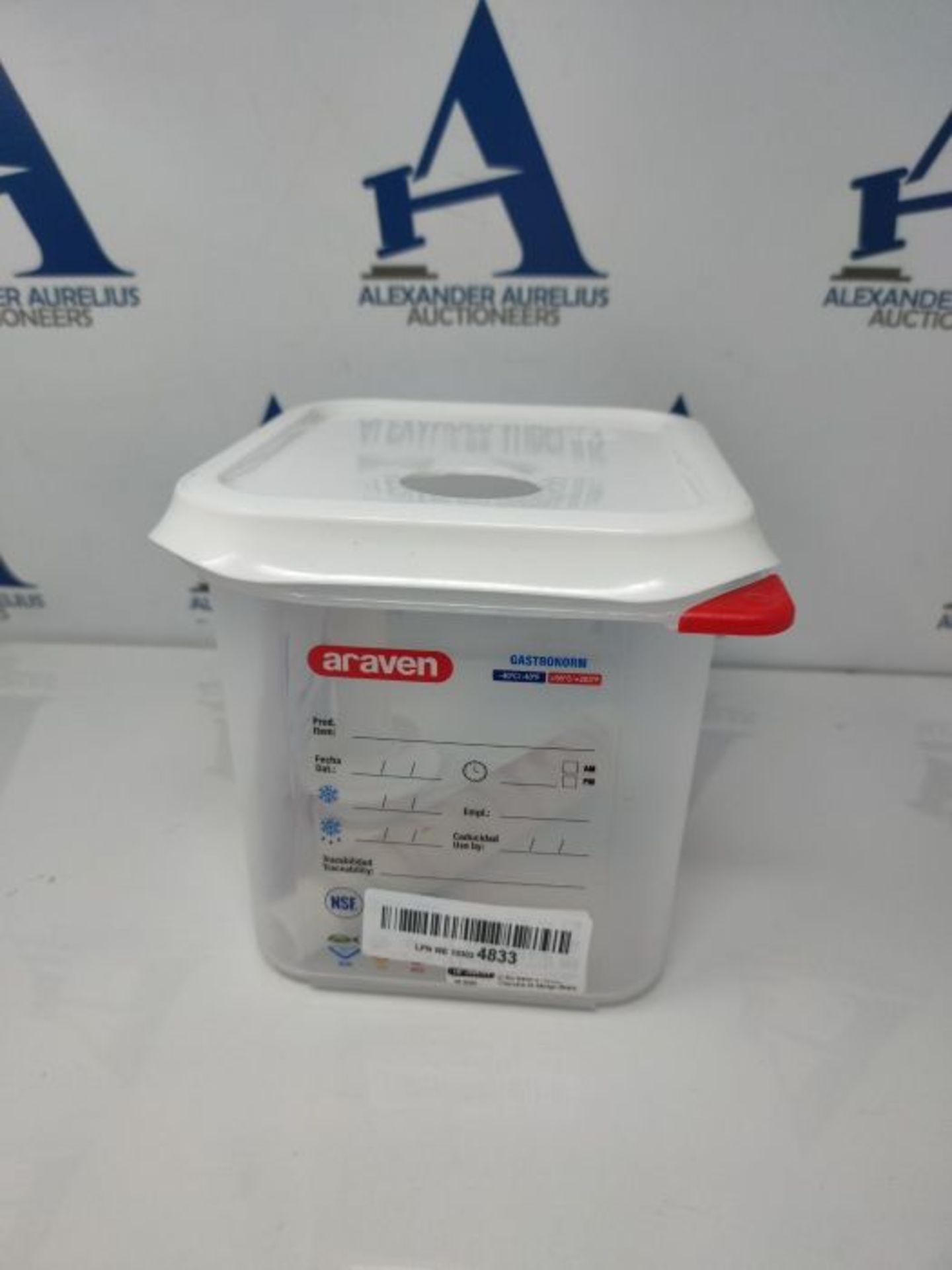 Araven RVN013 Sauce Dispenser Gn 1/6 Transparent 2.6Ltr Dishwasher Safe Push Pump