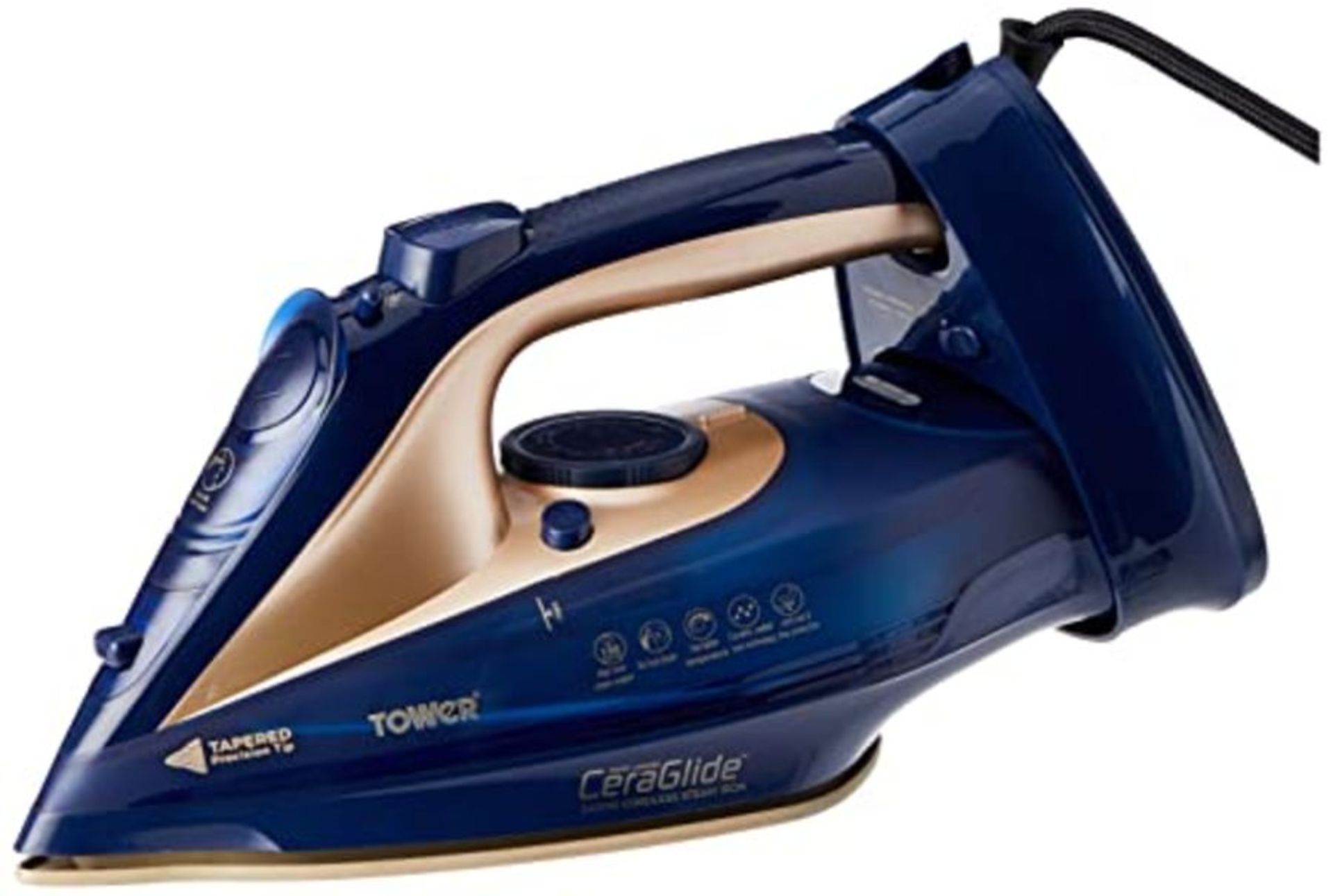 Tower T22008BLG CeraGlide Cordless Steam Iron with Ceramic Soleplate and Variable Stea