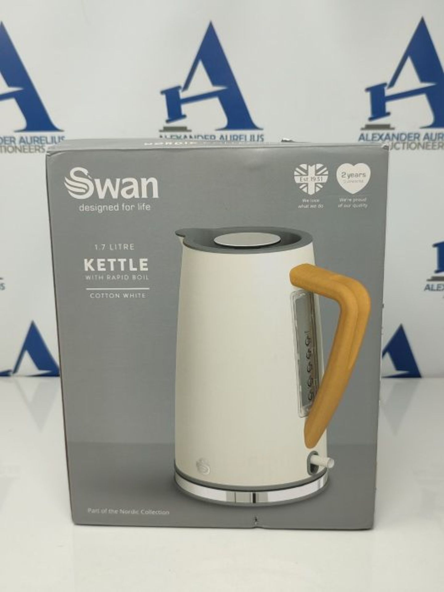 Swan SK14610WHTN, Nordic Rapid Boil Jug Kettle, Wood Effect Handle, Soft Touch Housing - Image 2 of 3