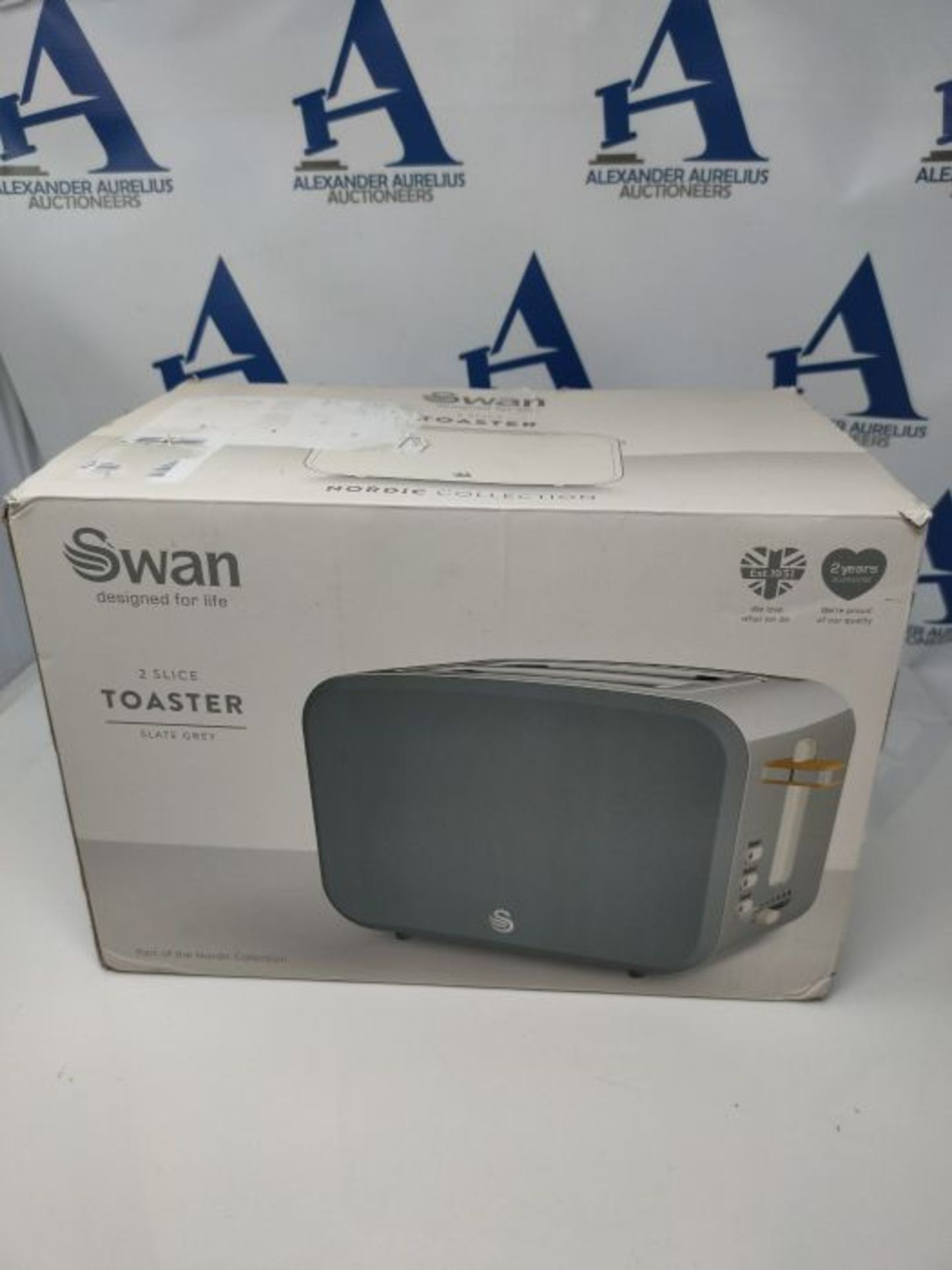 Swan Nordic 2 Slice Toaster, Slate Grey, 900W, Soft Touch and Matte Finish, 6 Browning - Image 2 of 3