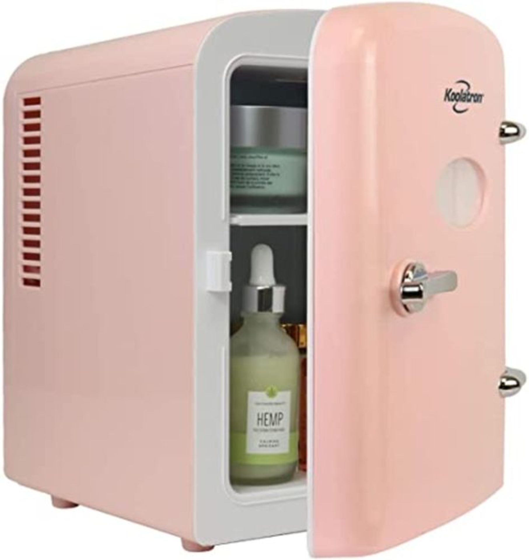 Koolatron Retro 4L 6 Can Portable Mini Fridge Compact Refrigerator for Bedroom Skincar