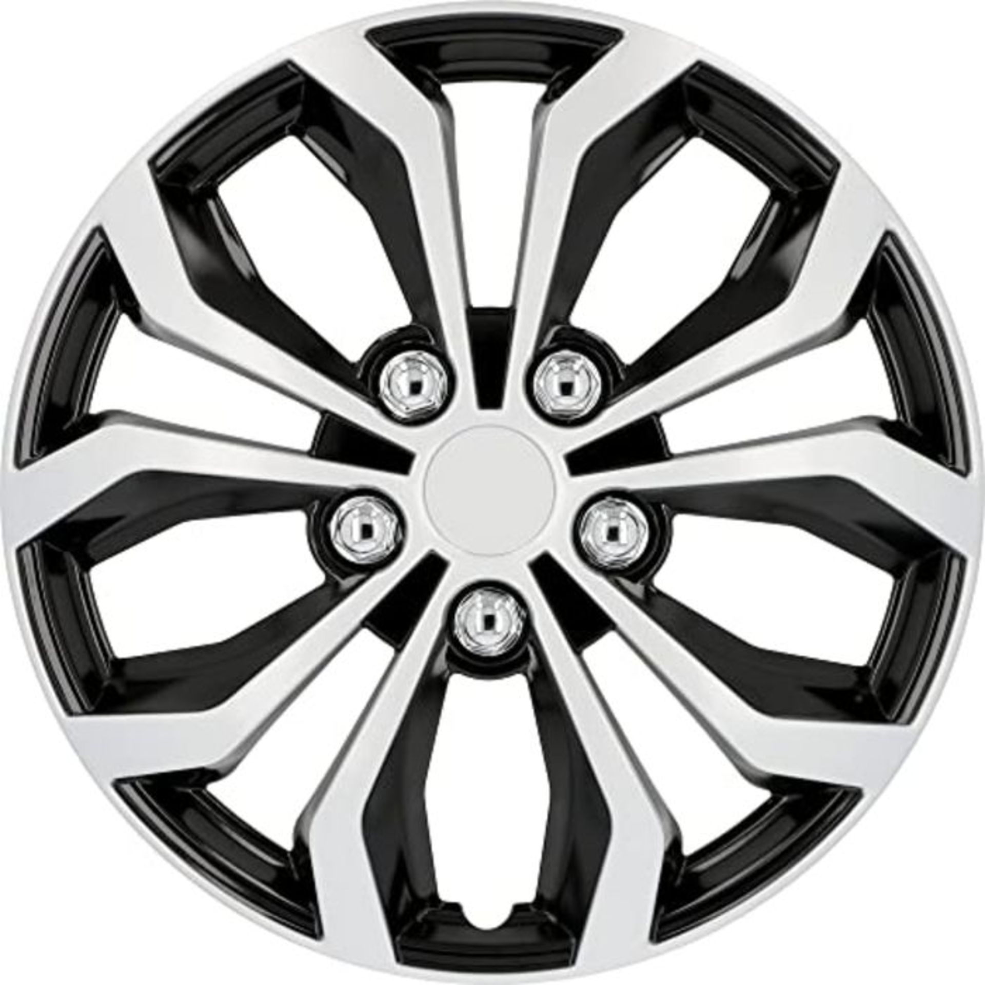 Cartrend 75568 Daytona Wheel Trims, Set of 4, Black / Silver, 15 inches