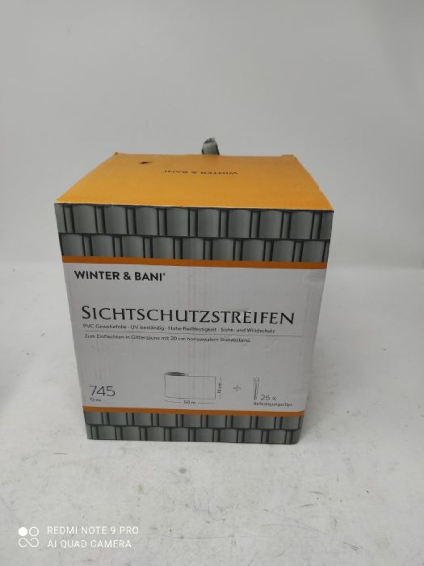 Winter & Bani Sichtschutzstreifen 50 Meter x 19 cm inkl. 26 Clips, Diverse Farben (50 - Image 2 of 2