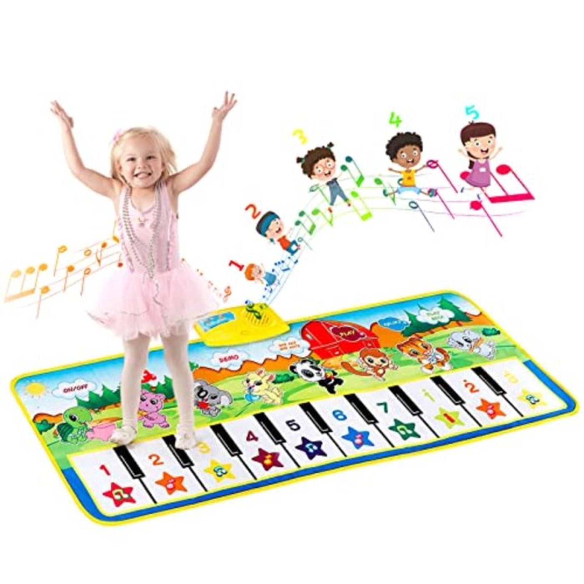 EXTSUD Piano Music Dance Mat, Multi-Function Piano Mat for Toddlers, Musical Toys Play