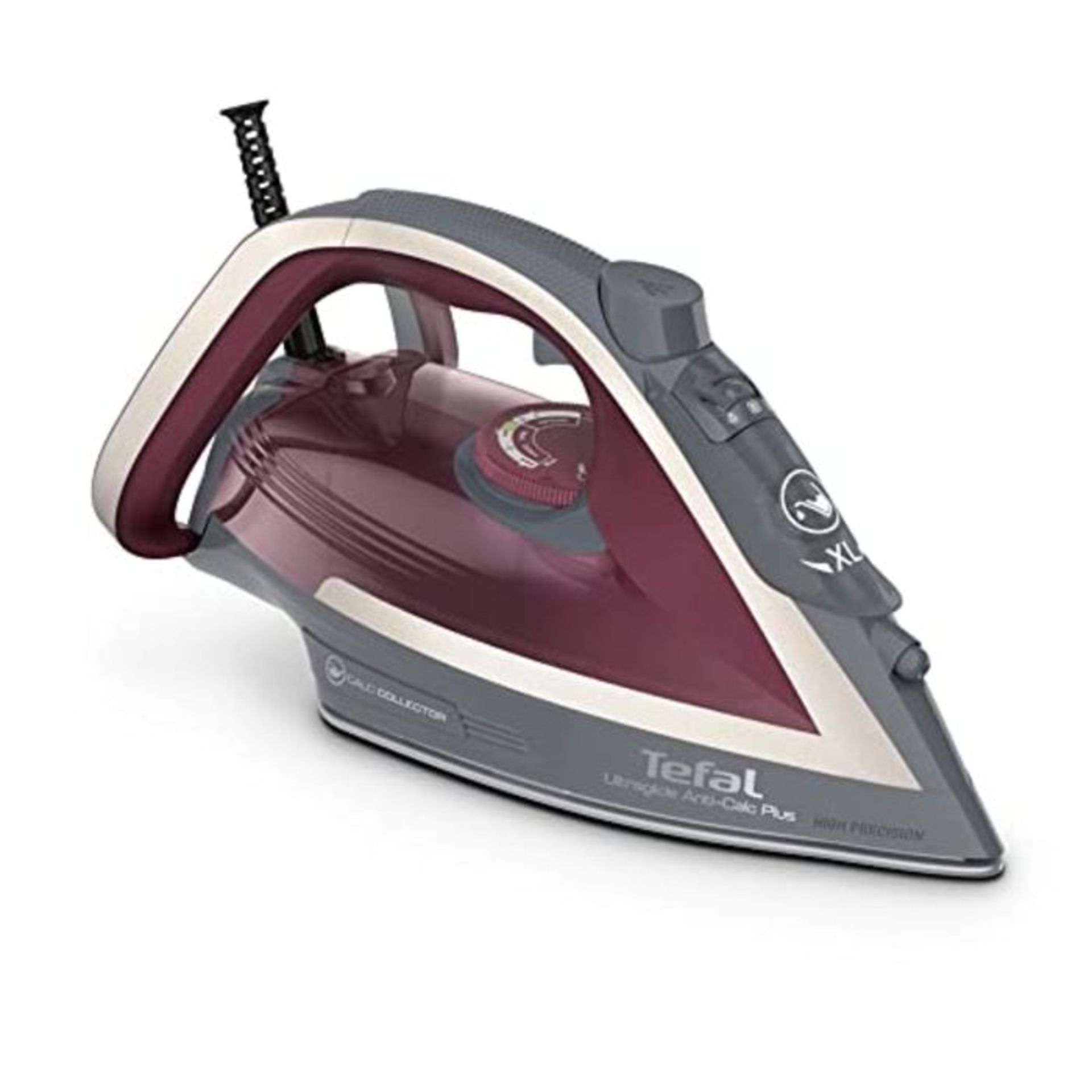 RRP £54.00 Tefal Steam Iron, Ultraglide Anti-Scale Plus, Grey & Purple, FV5872