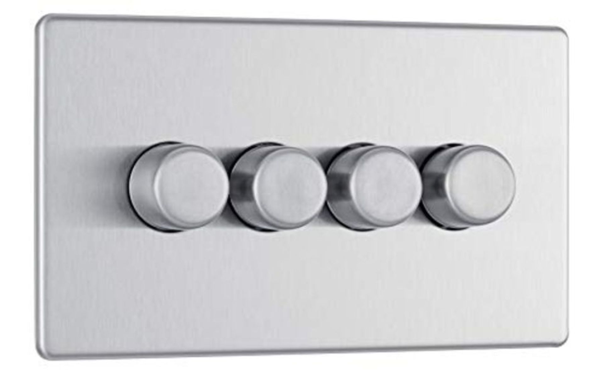 BG Electrical Four Round Push Button Intelligent Dimmer Light Switch, Brushed Steel, F