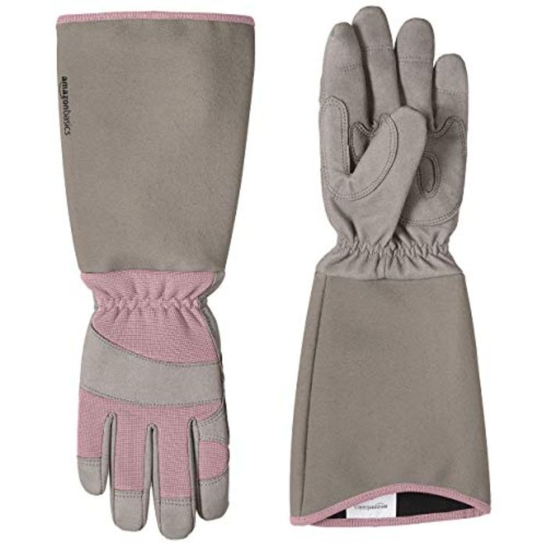 Amazon Basics Rose Pruning Thorn Proof Gardening Gloves with Forearm Protection, Pink,