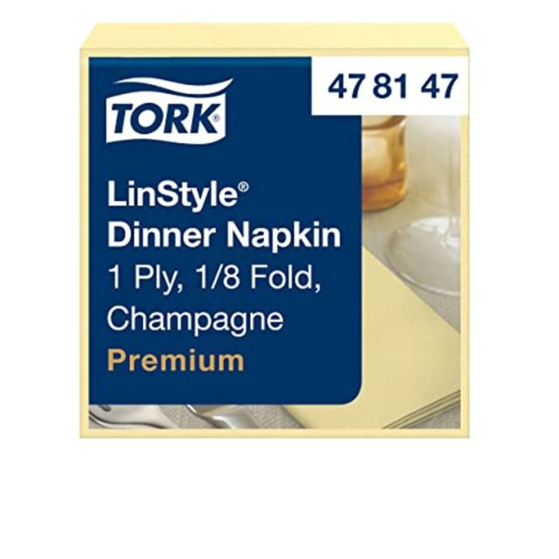 RRP £184.00 Tork 478147 Premium Linstyle Champagne Dinner Napkin 1/8 Folded / 1 Ply Absorbent Unpr