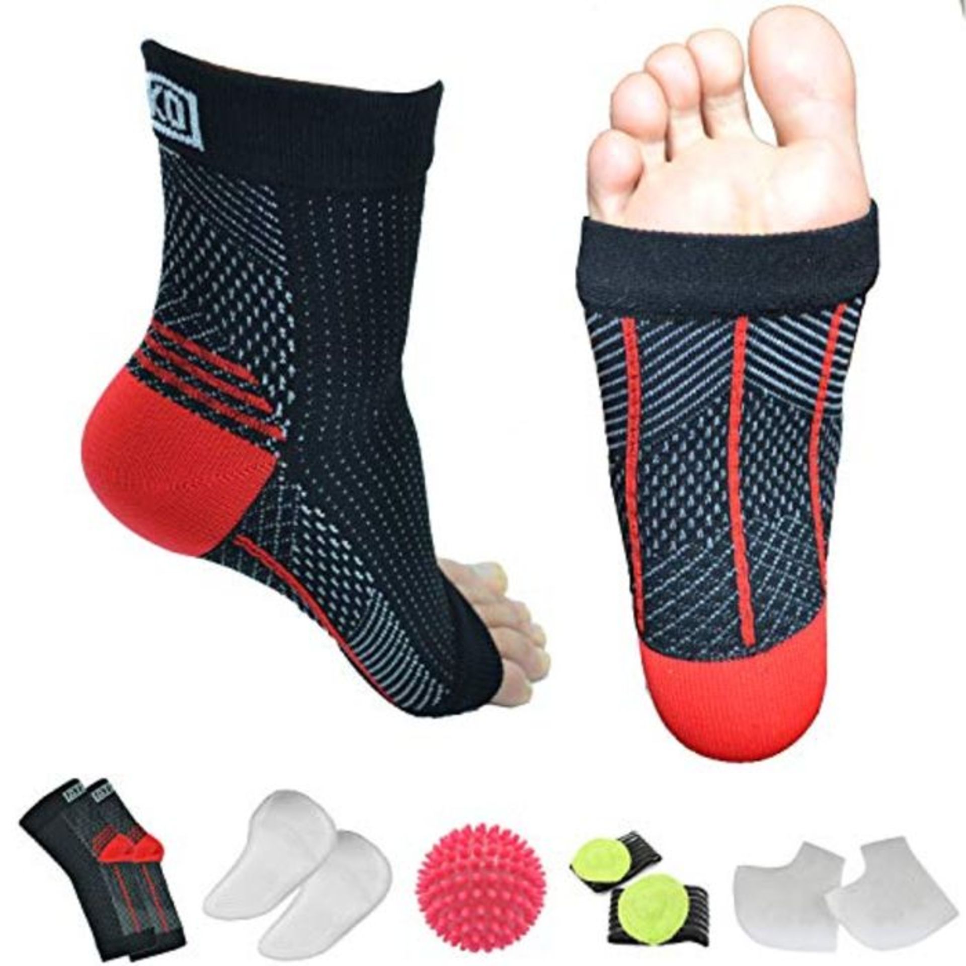 Atlecko 12-Piece Plantar Fasciitis Socks Kit, 2 PAIRS & Accessories - Compression Foot