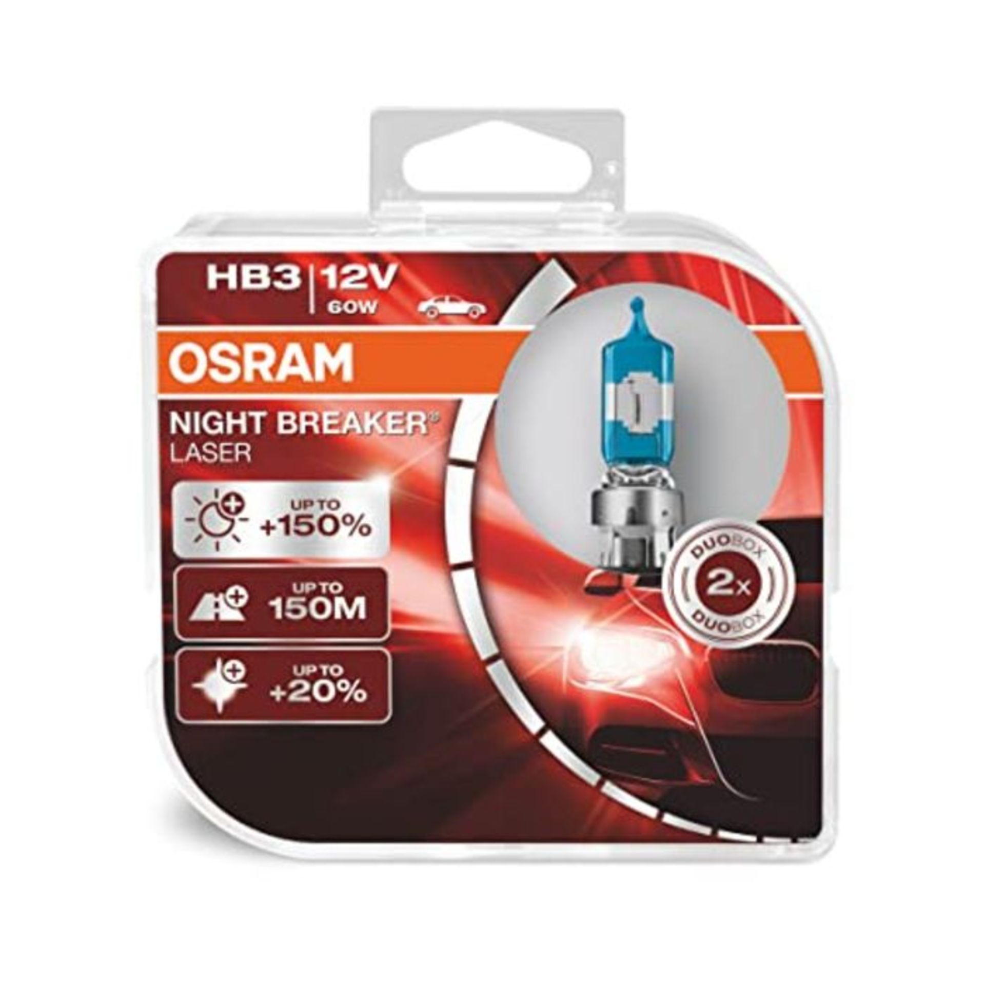 OSRAM NIGHT BREAKER LASER HB3, +150 percent more brightness, halogen headlight lamp, 9