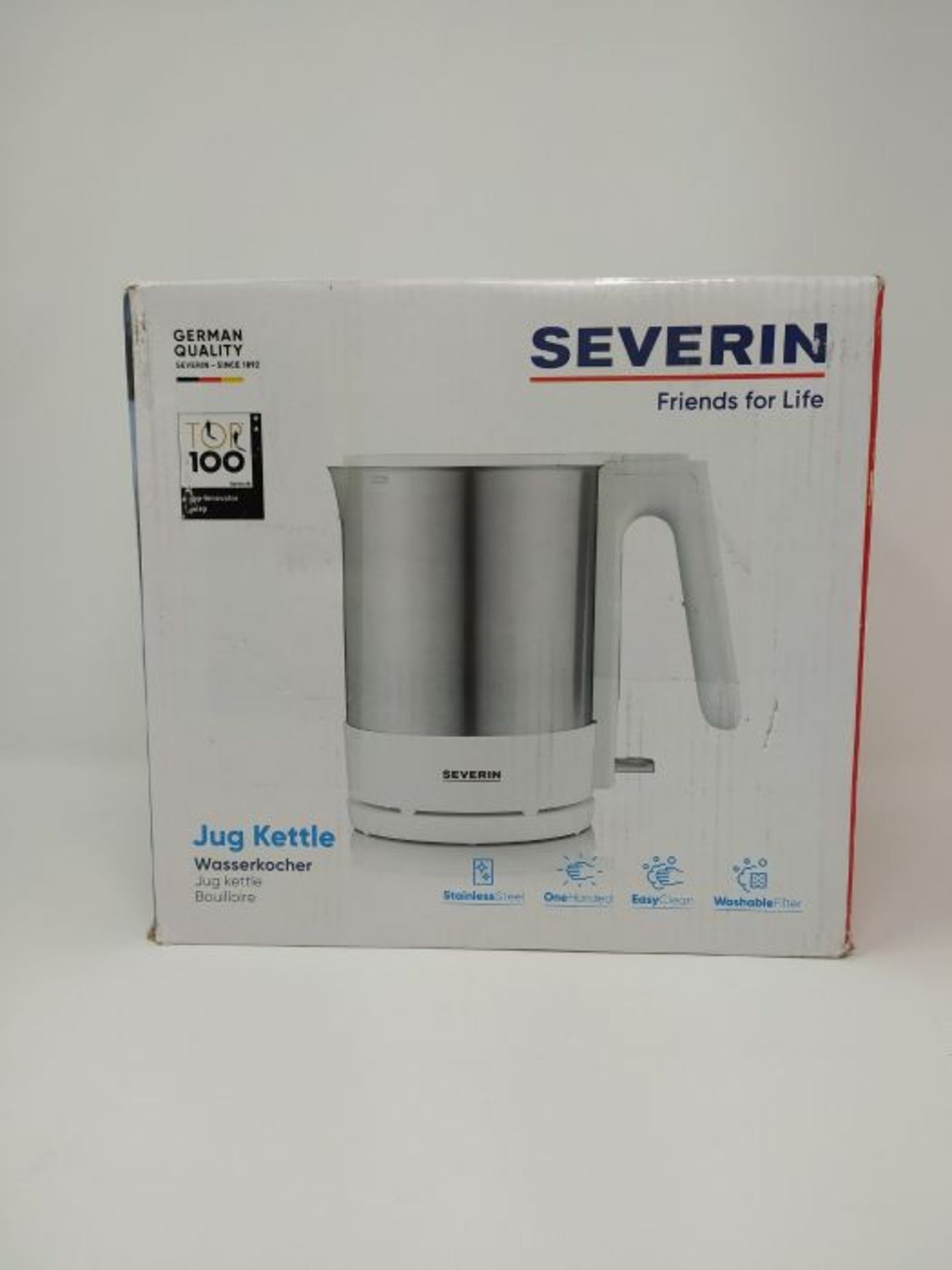 Severin WK 3419 electric kettle 1.7 L Stainless steel,White 2200 W WK 3419, 1.7 L, 220 - Image 2 of 3