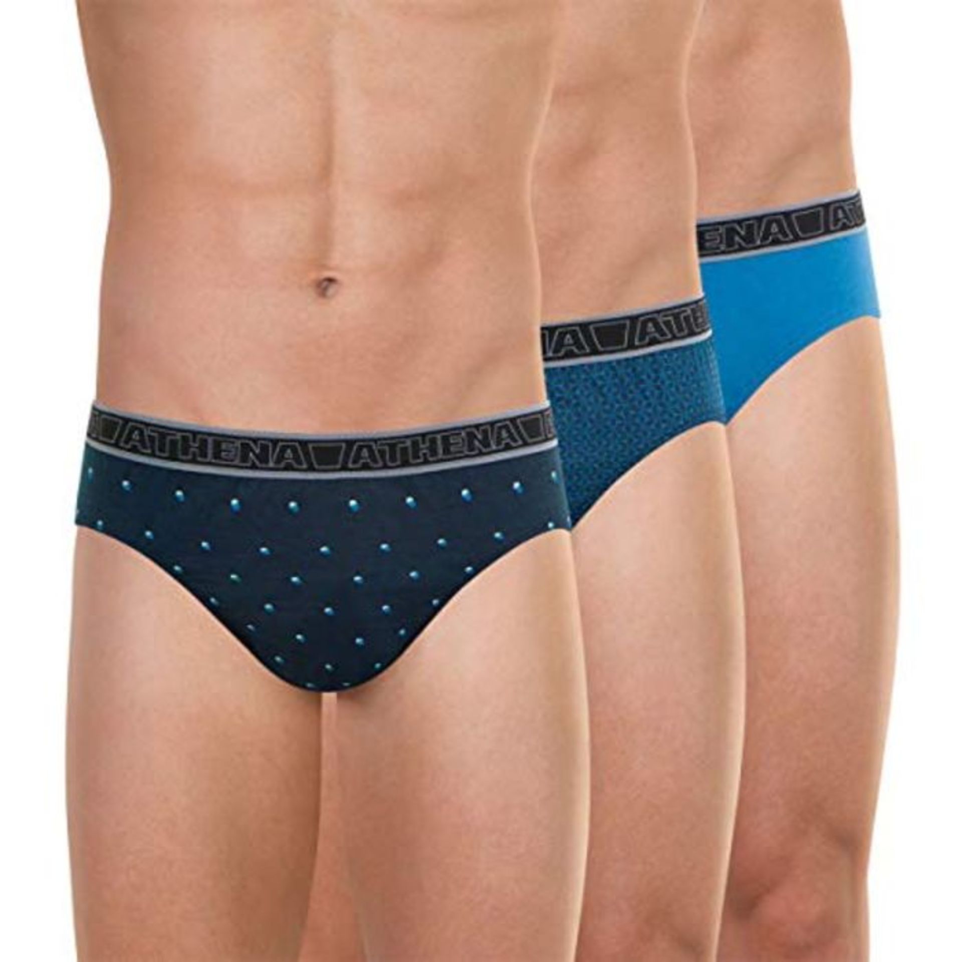 Athena Men's Tonic Knickers, (Pois/Mozaique/Bleu 1920), Large (Size: 4) (Pack of 3)