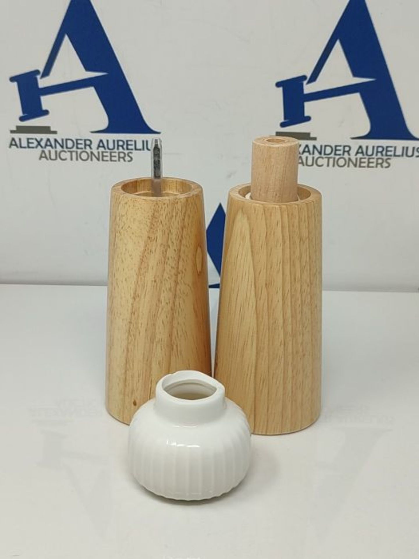 HAIPUSEN Salt and Pepper Mill Set - Wood and Ceramic Pepper Grinder Spice Mill with Ad - Image 2 of 2