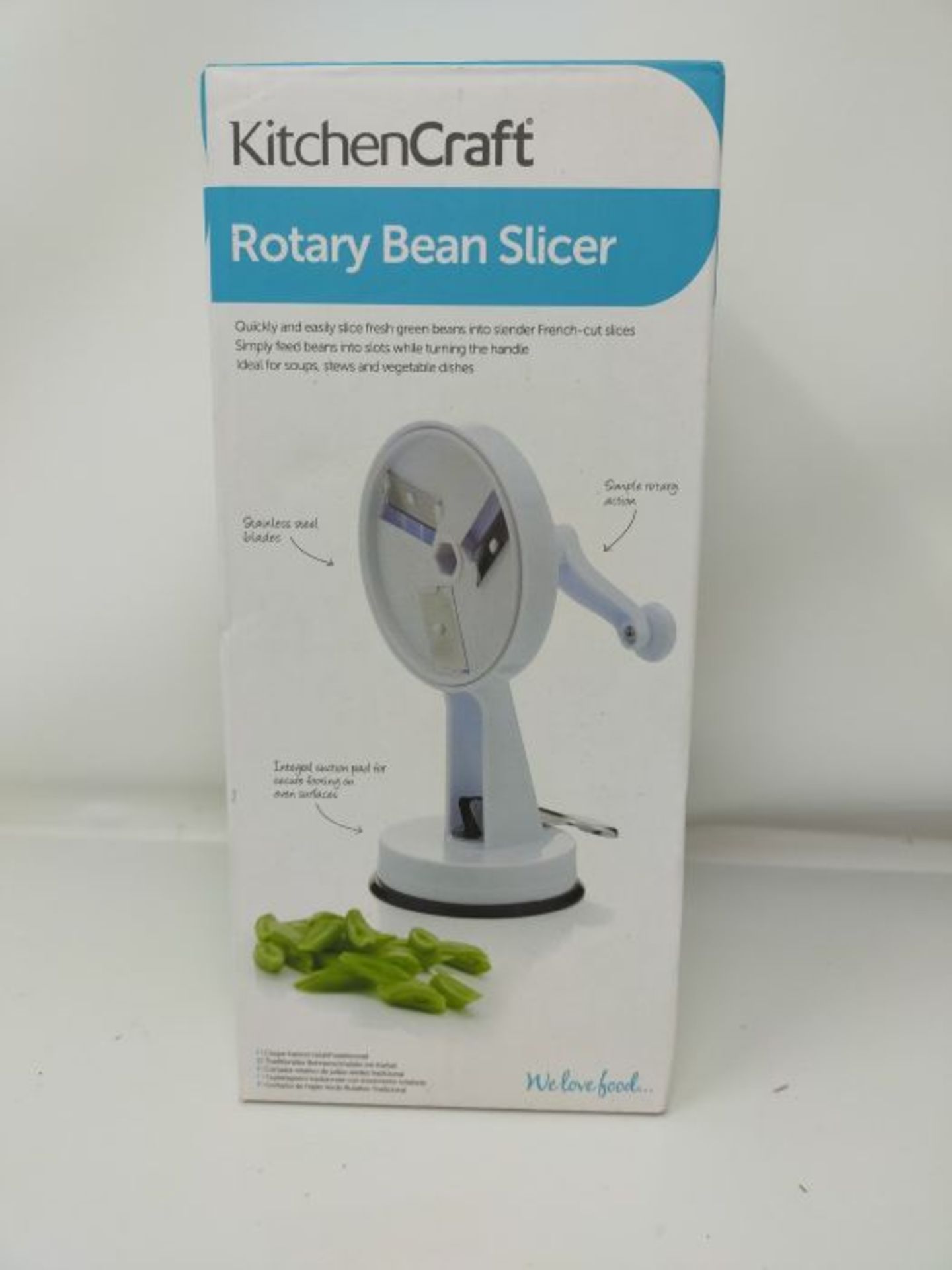 KitchenCraft KCBEANAUTO Rotary Runner Bean Slicer with Suction Pad in Gift Box, Plasti - Image 2 of 3