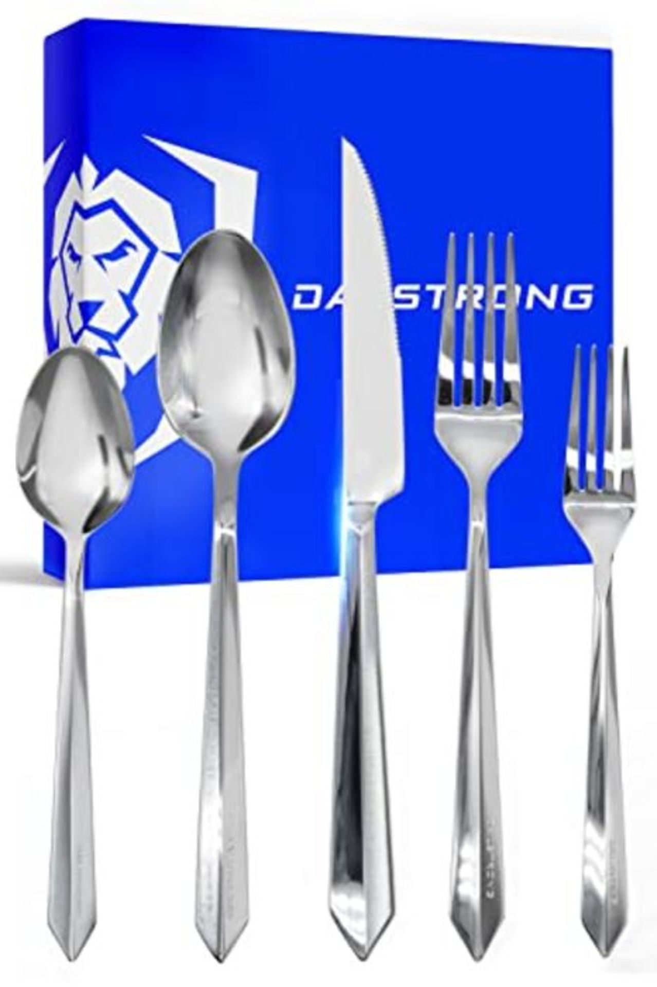 DALSTRONG - 5 Piece Silver Flatware Set - Dinner Knife, Dinner Fork, Dinner Spoon, Des