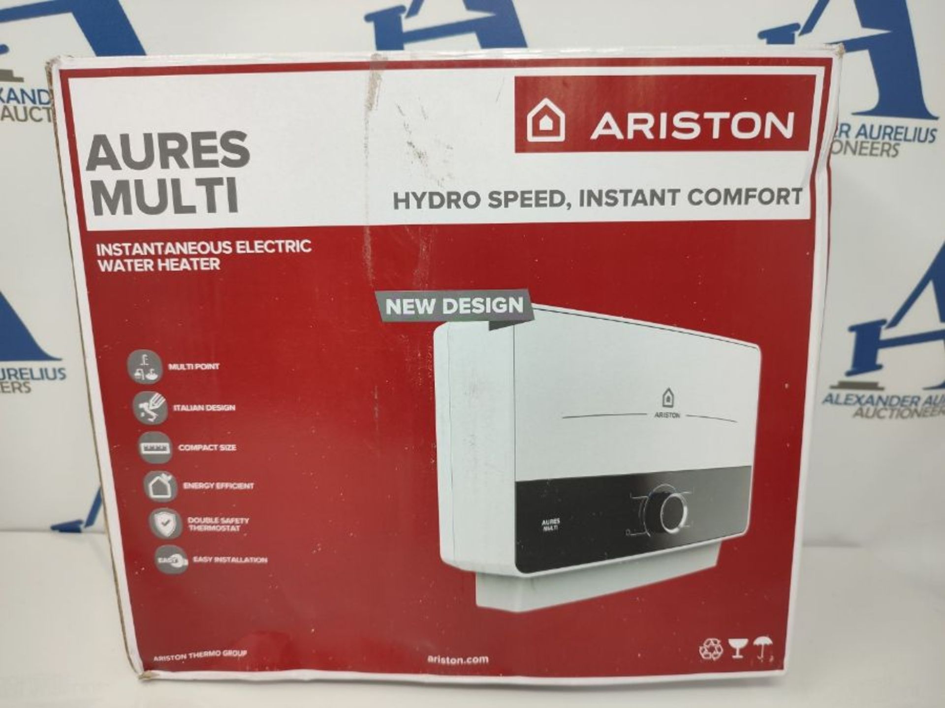 RRP £109.00 Ariston AURES Multi Electric Instantaneous Water Heater 9.5kW, Multi-Point, Compact Si - Image 2 of 3