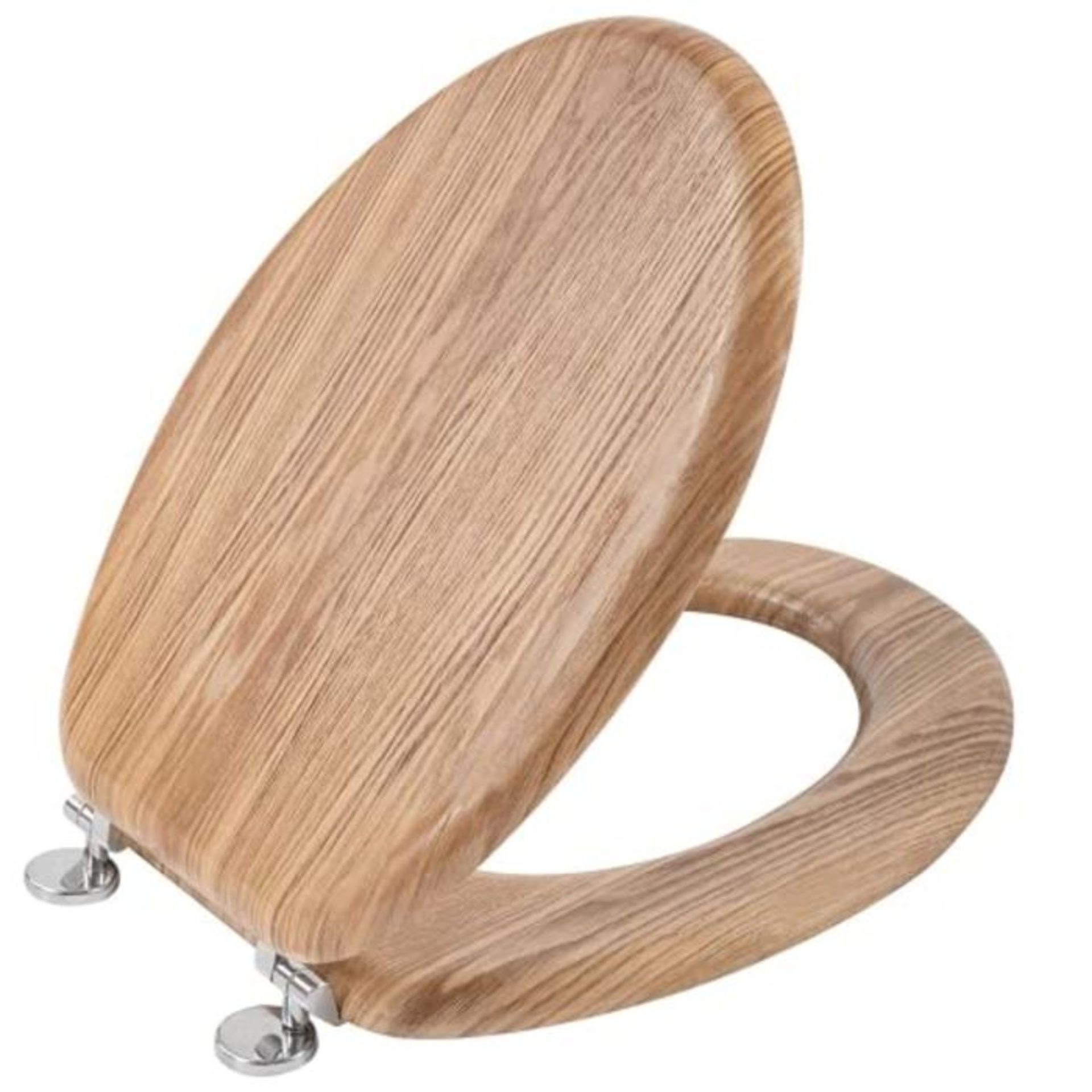 [Cracked] Angel Shield High-Quality Antibacterial Wooden Toilet Seat Adjustable Hinges