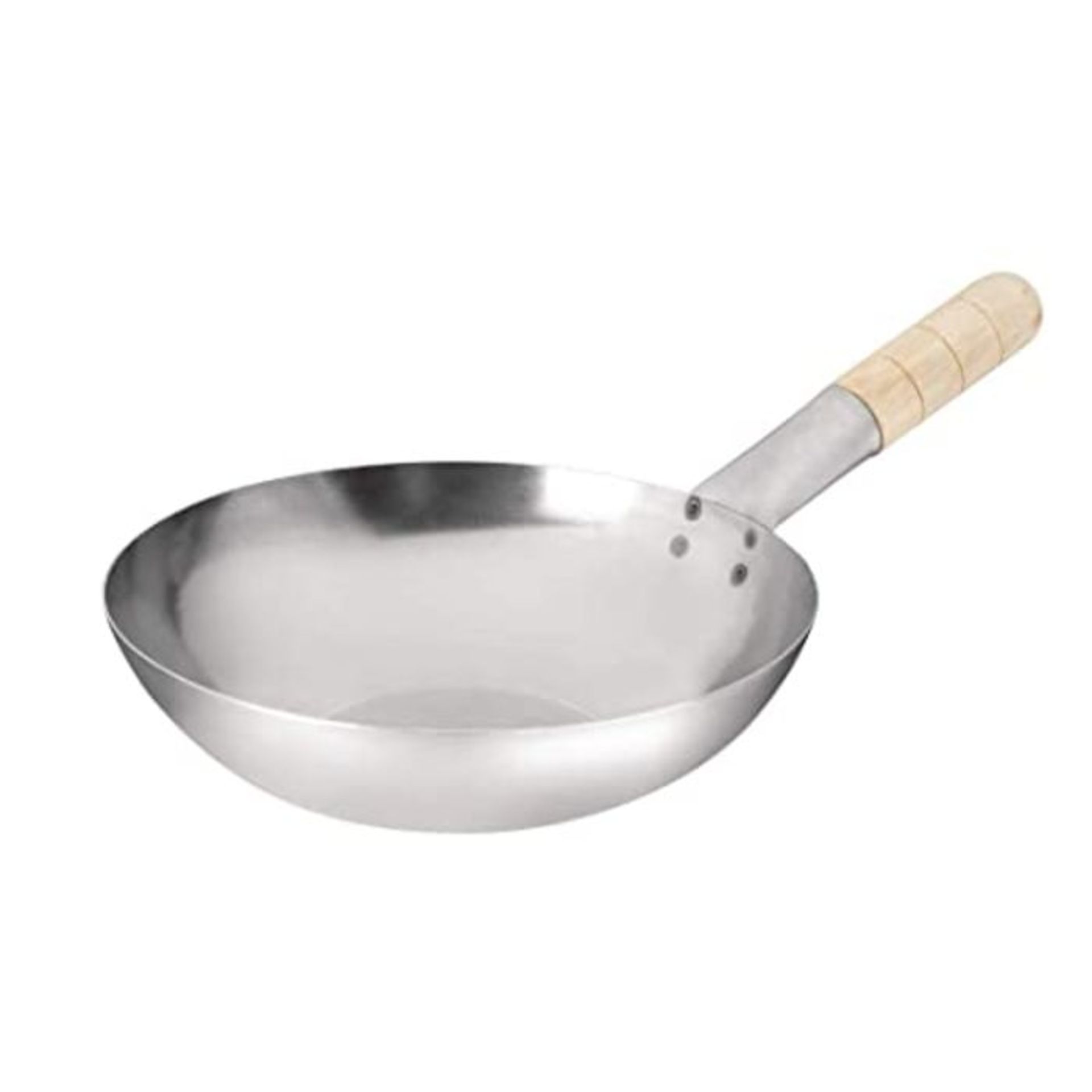 Vogue K295 Mild Steel Wok Flat Base 10In Frying Food Commercial Cooking, Silver - Image 4 of 6