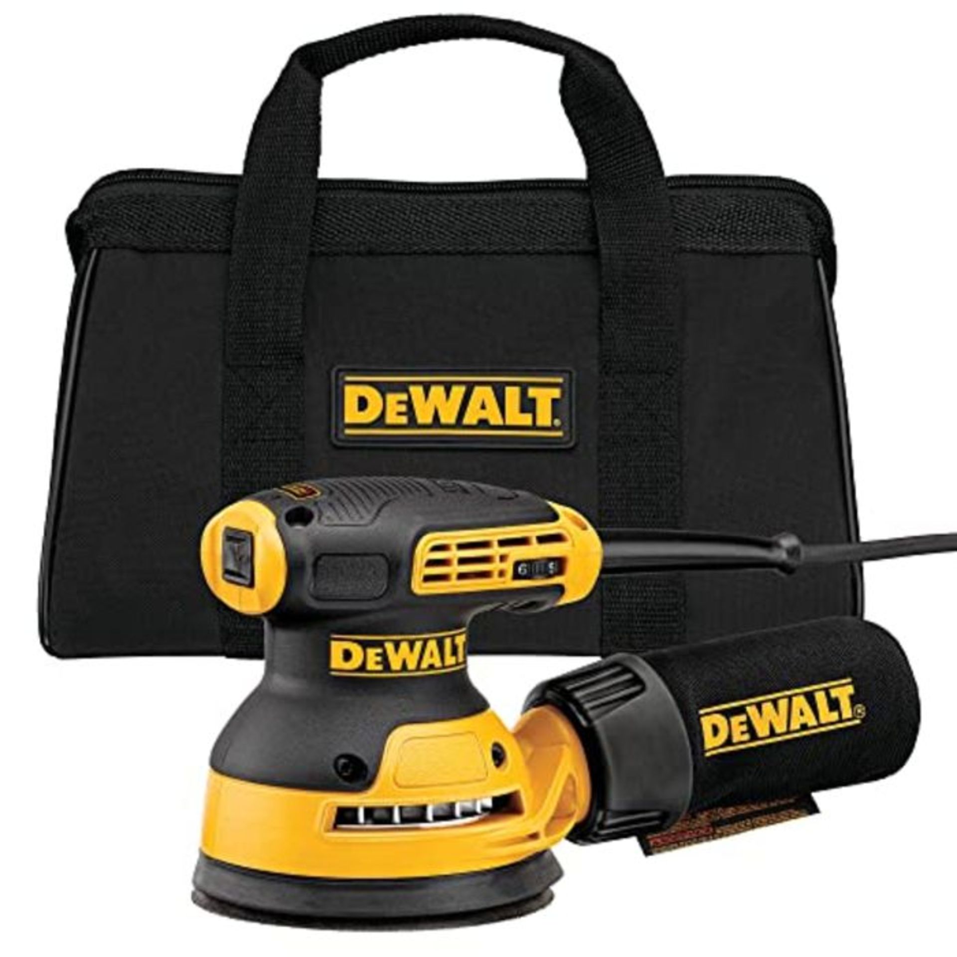 RRP £111.00 DEWALT DWE6423-LX Random Orbital Sanders, Yellow/Black (115V Industrial Plug)