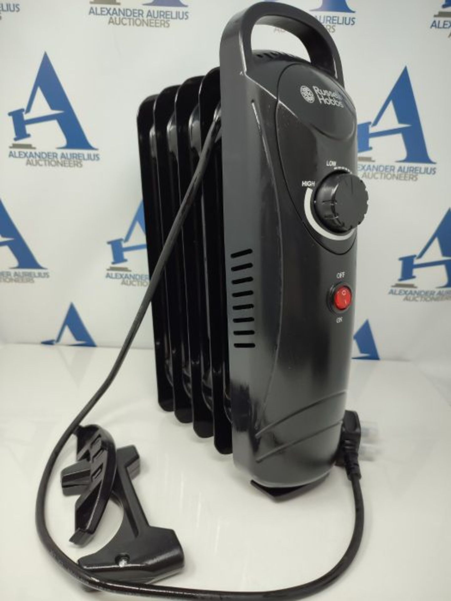 Russell Hobbs 650W Oil Filled Radiator, 5 Fin Portable Electric Heater - Black, Adjust - Image 6 of 6