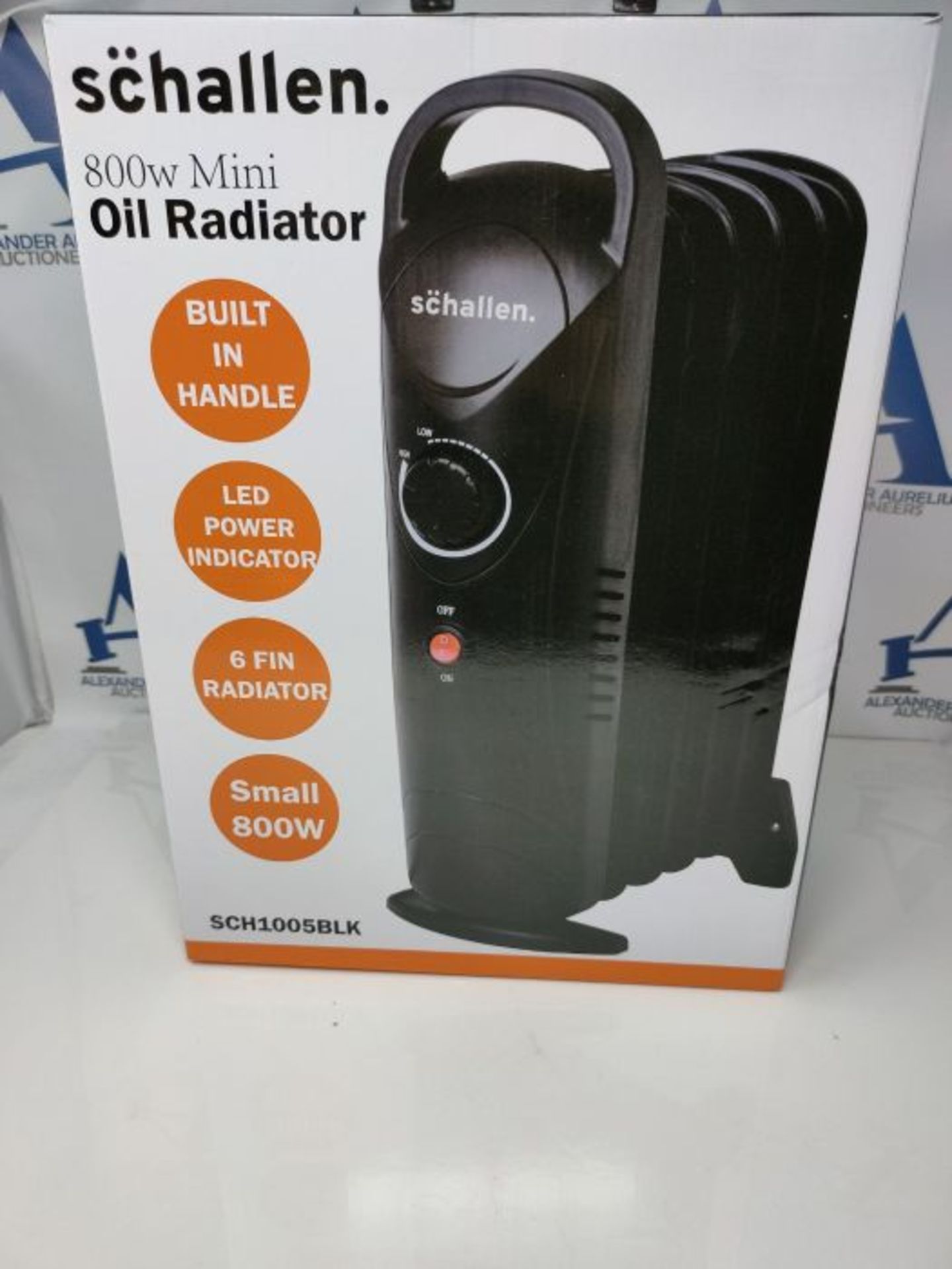 Schallen Black Portable Electric Slim Oil Filled Radiator Heater with Adjustable Tempe - Image 2 of 3