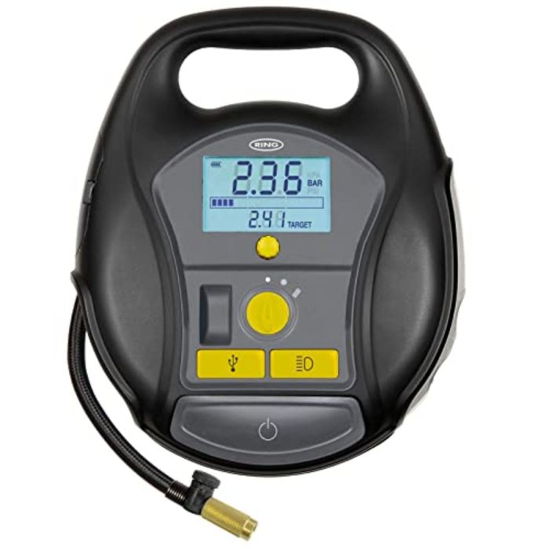 RRP £64.00 Ring Automotive - RTC6000 Cordless 4-in-1 Tyre Inflator with Air Pump, Quick Set Auto