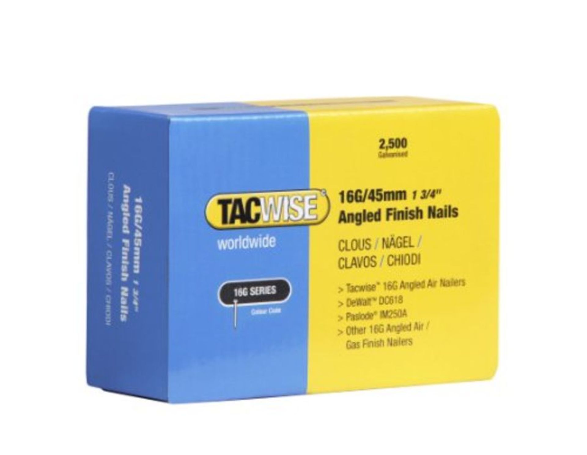 Tacwise 771 16G/45mm Angled Nails for Nail Gun DC618K (2500)