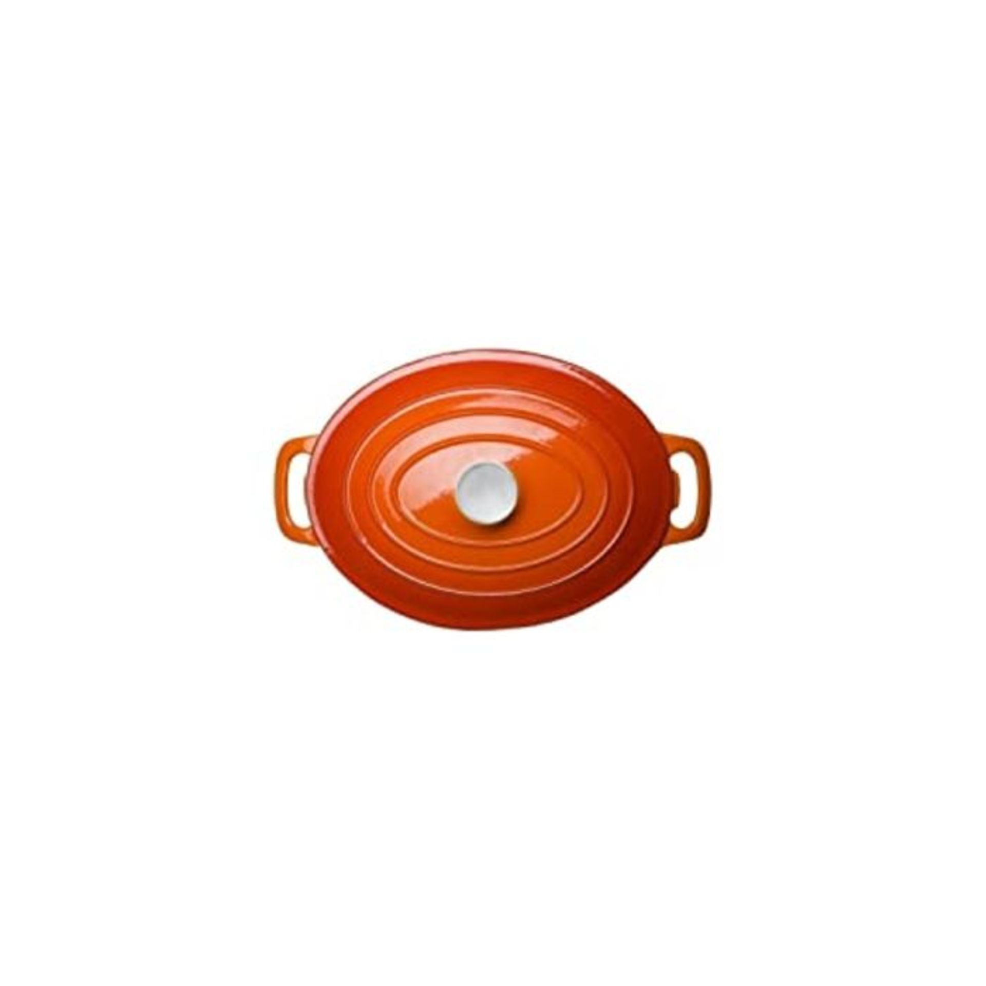 RRP £60.00 [CRACKED] Vogue GH312 Oval Orange Casserole Dish Large 125X230X305mm 6Ltr Cocotte Creu