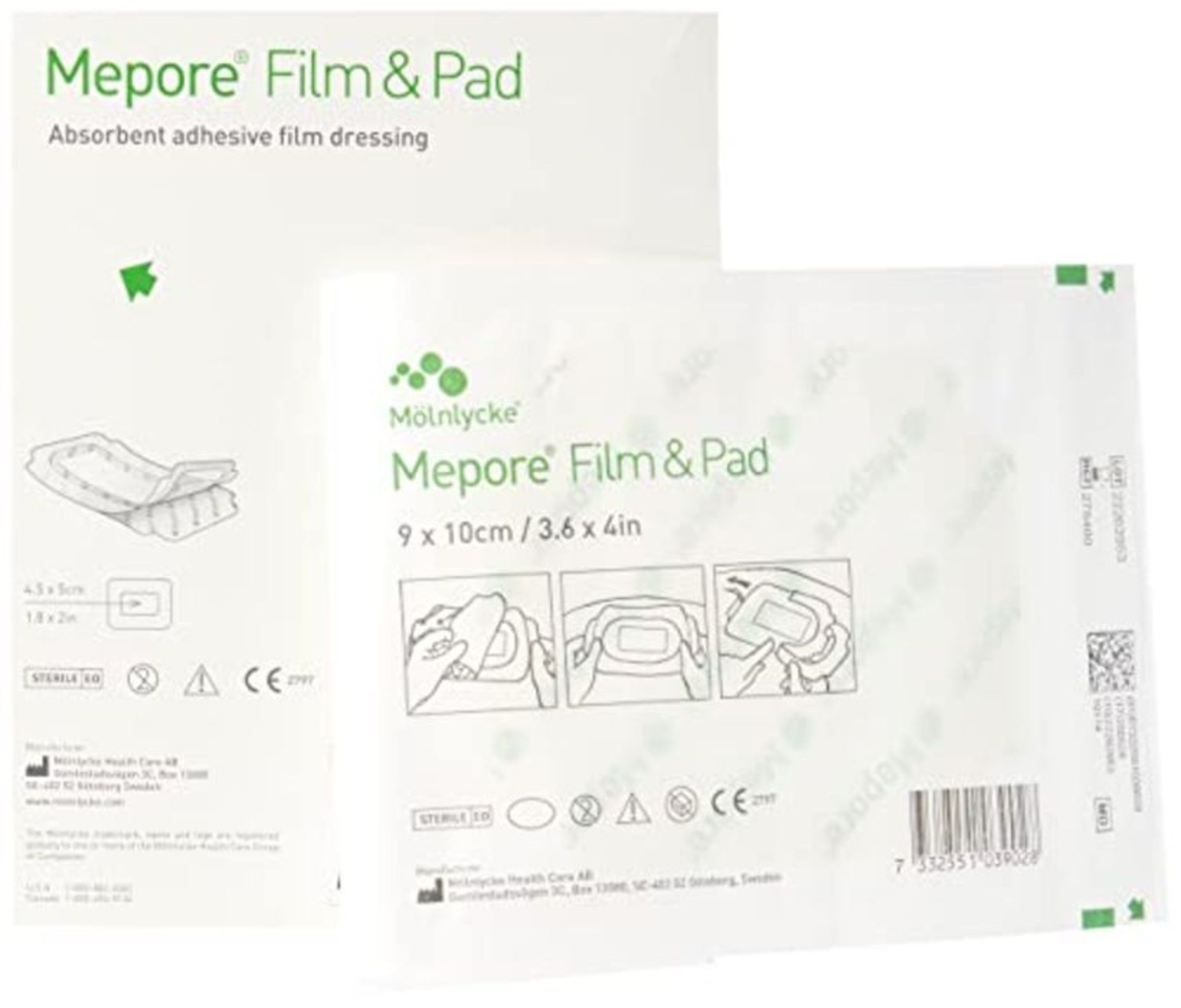 Mepore 275400 Film and Pad Dressing, Vapour-Permeable Adhesive Film With Absorbent Pad